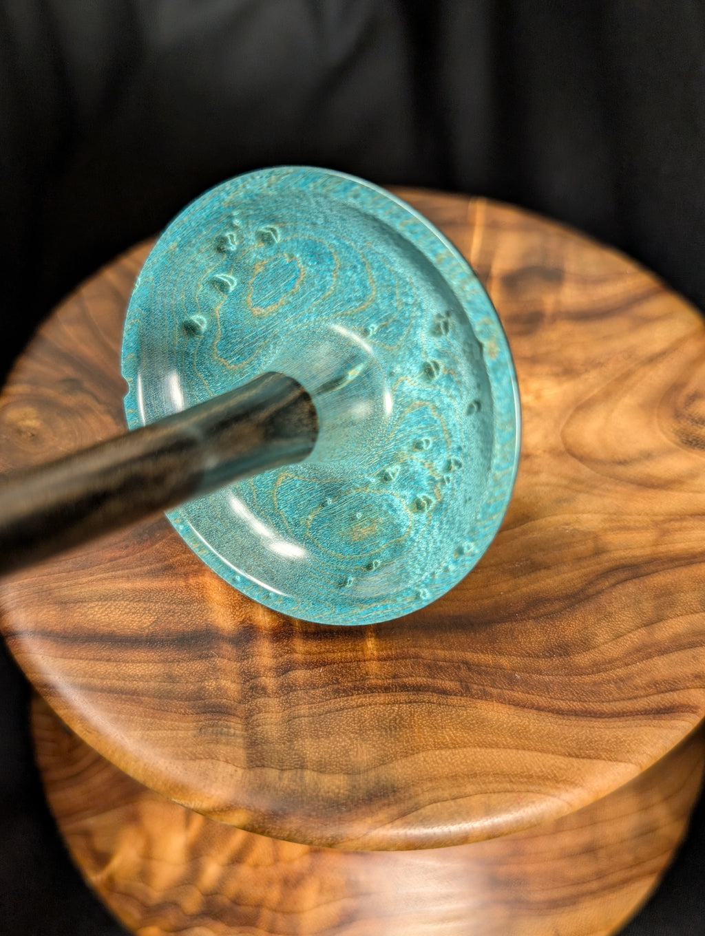 Birdseye Maple -Blue- Top Whorl Drop Spindle