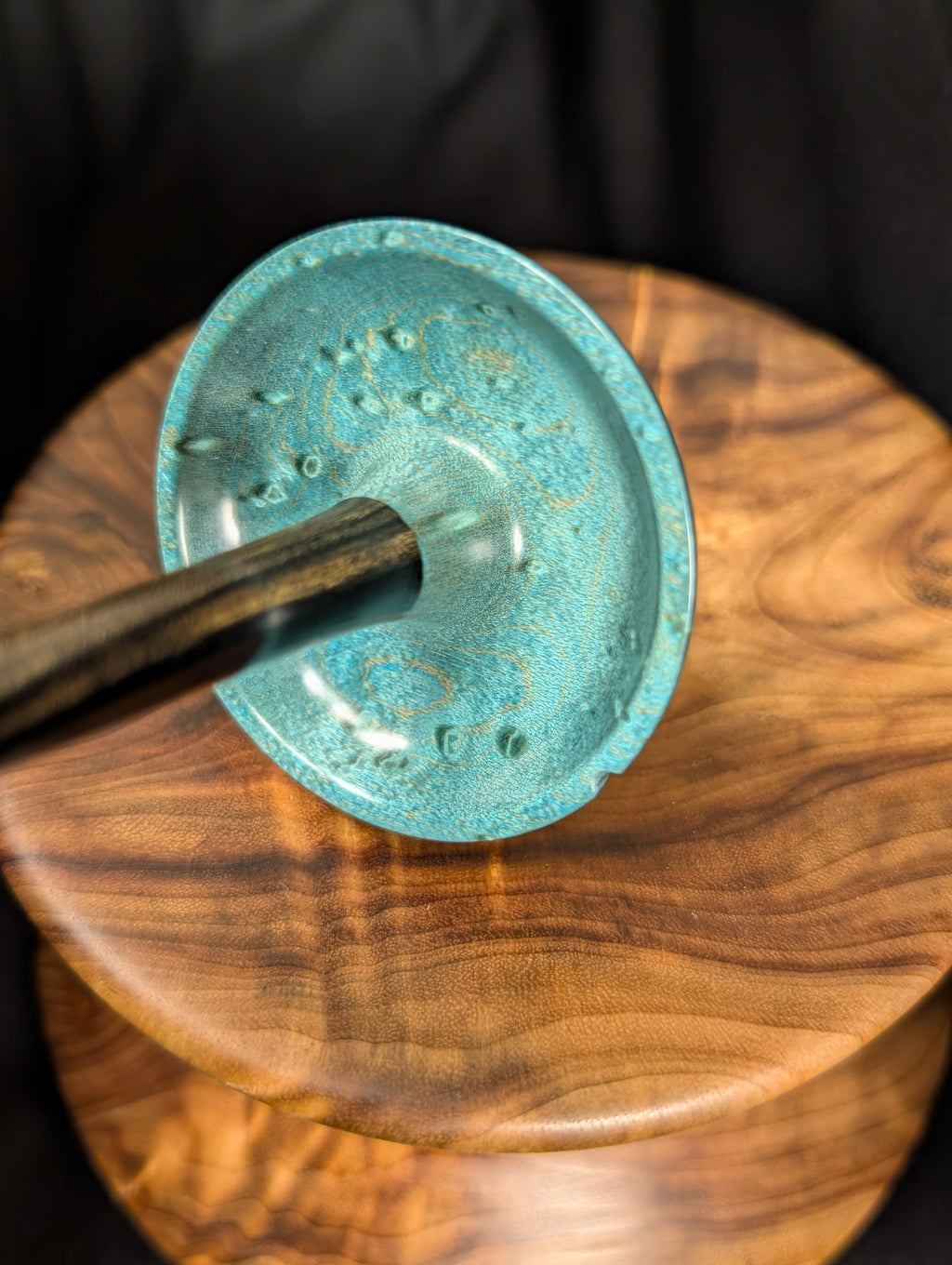 Birdseye Maple -Blue- Top Whorl Drop Spindle