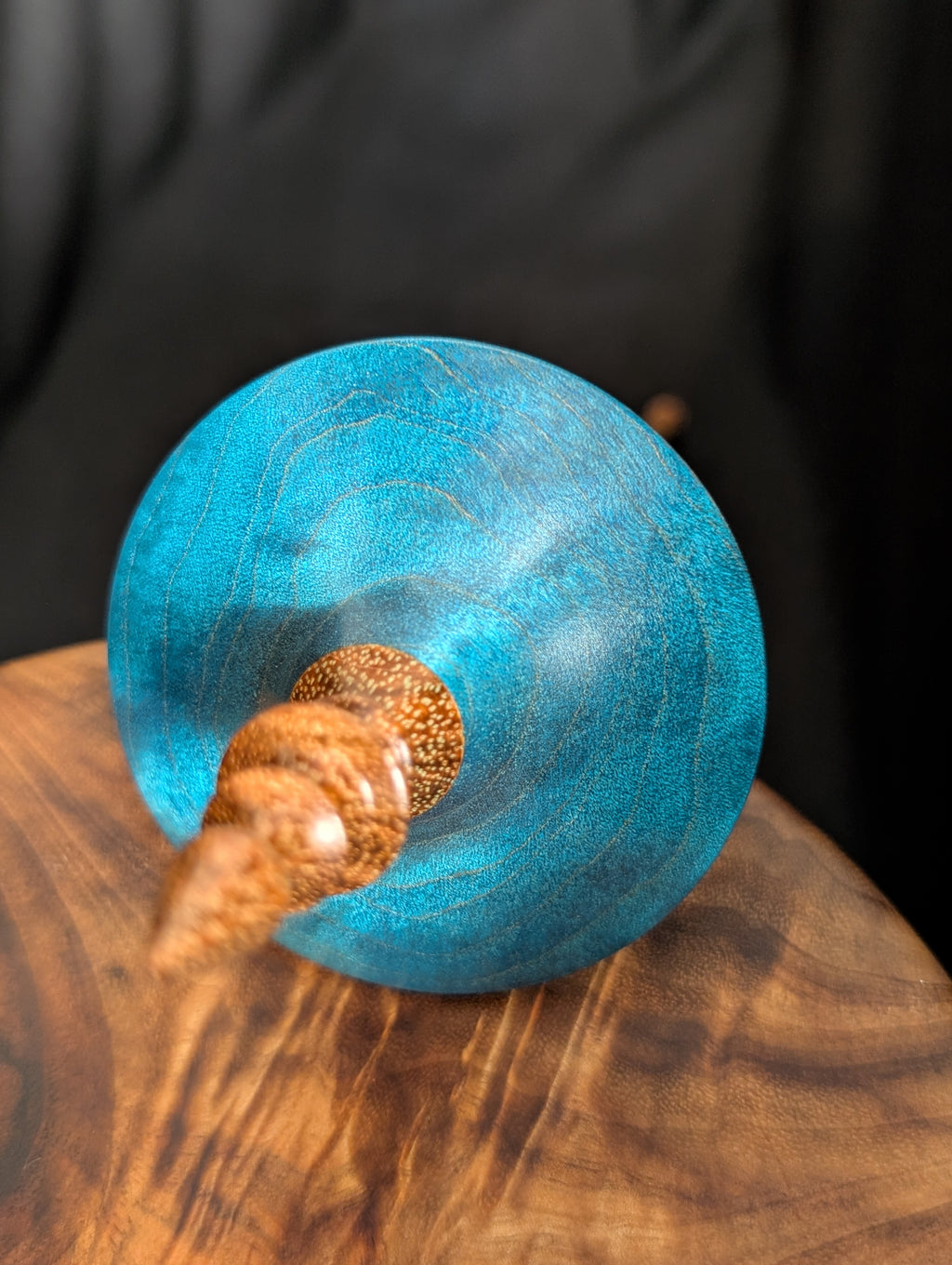 Quilted Maple -Blue- Bottom Whorl Drop Spindle