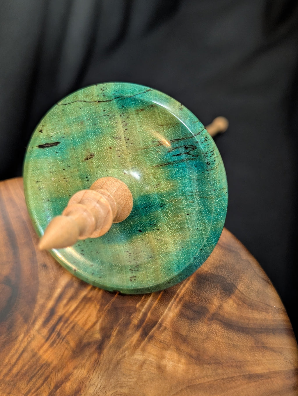 Spalted Tamarind - Blue Bottom Whorl Drop Spindle