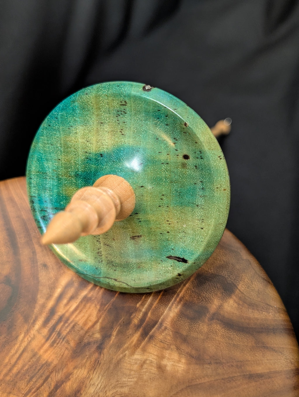 Spalted Tamarind - Blue Bottom Whorl Drop Spindle