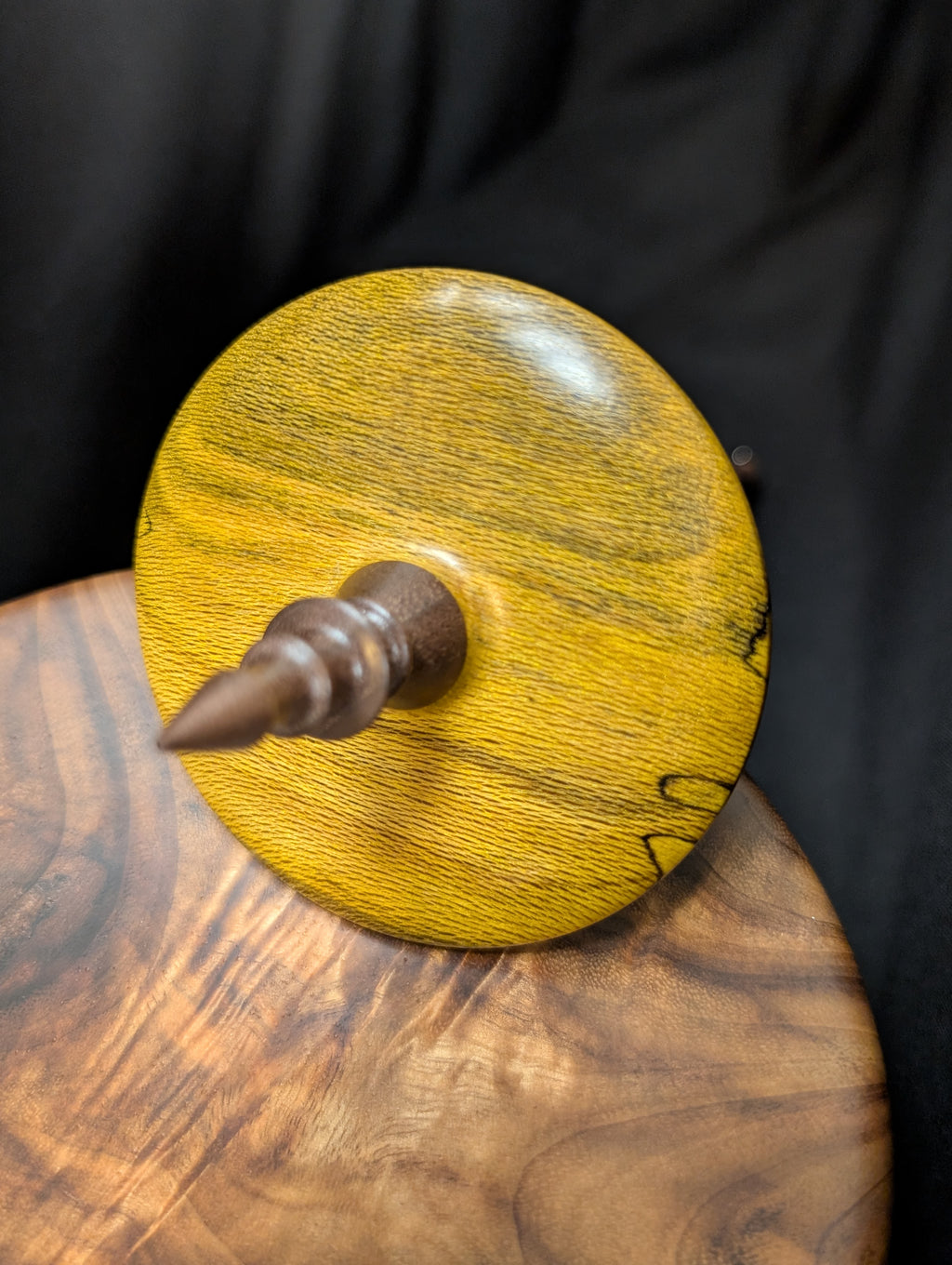 Spalted Eucalyptus - Yellow - Bottom Whorl Drop Spindle