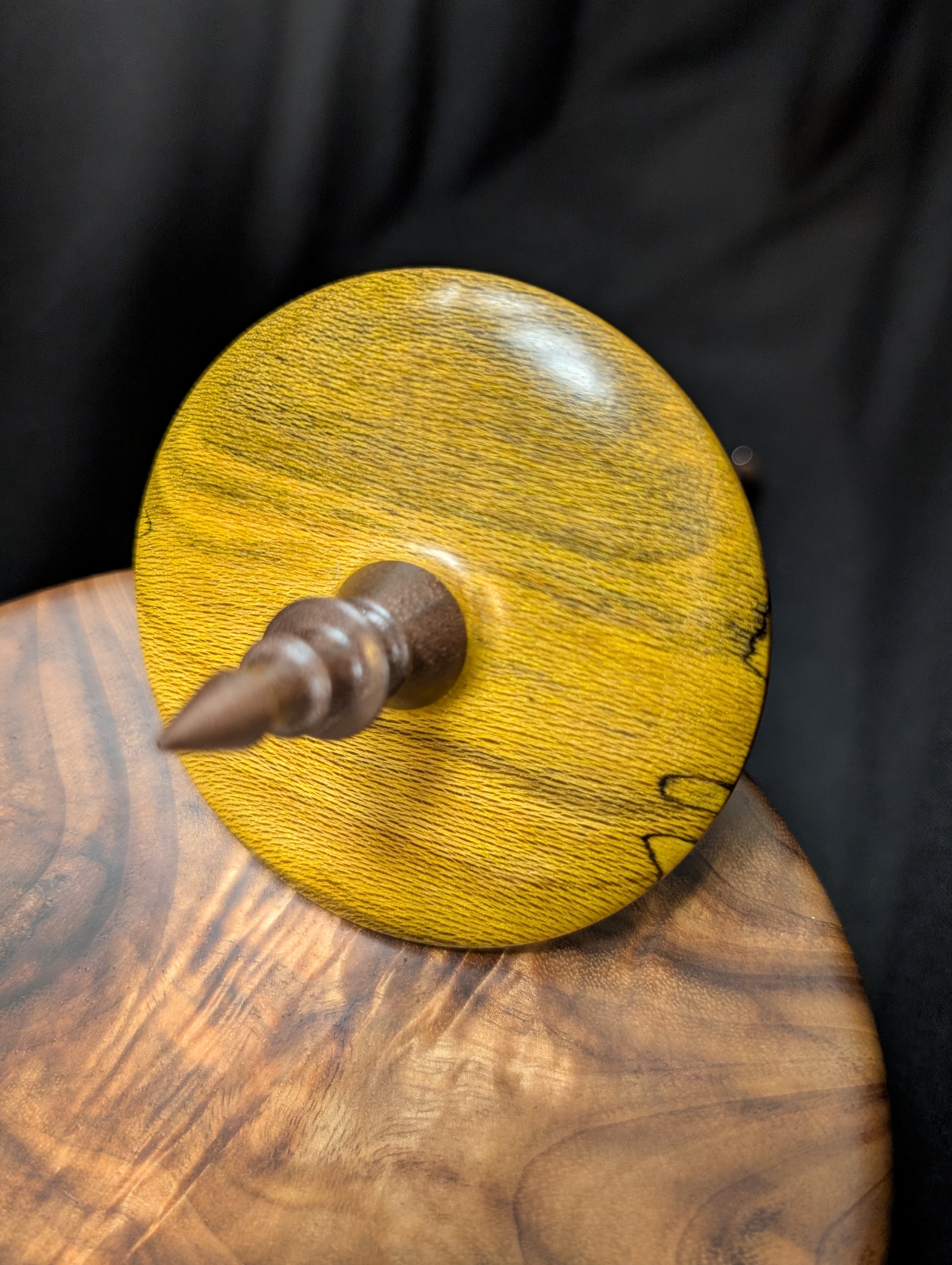 Spalted Eucalyptus - Yellow - Bottom Whorl Drop Spindle