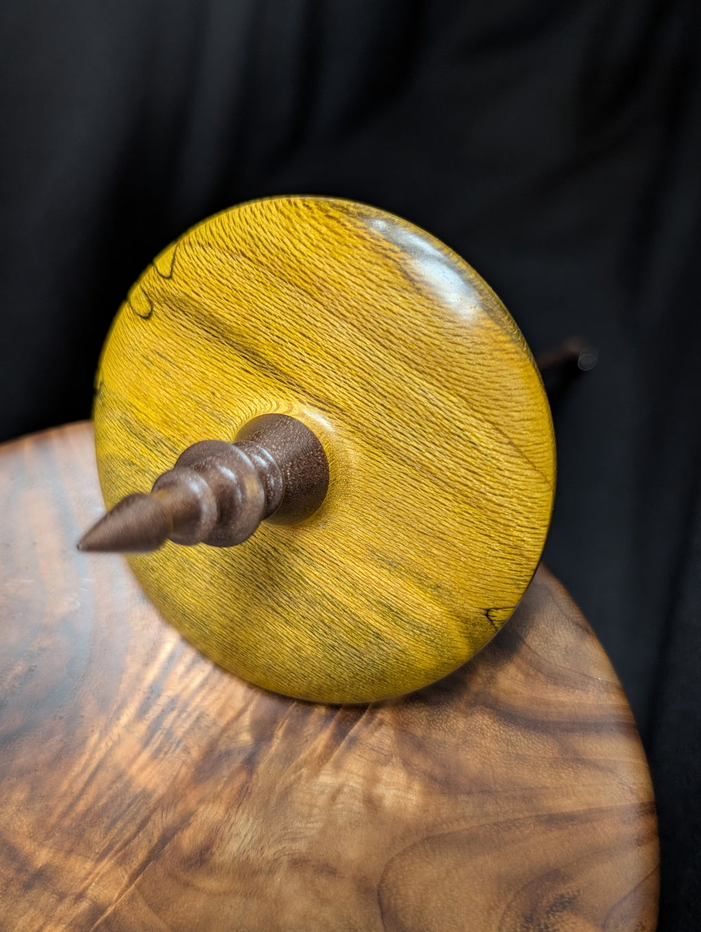 Spalted Eucalyptus - Yellow - Bottom Whorl Drop Spindle