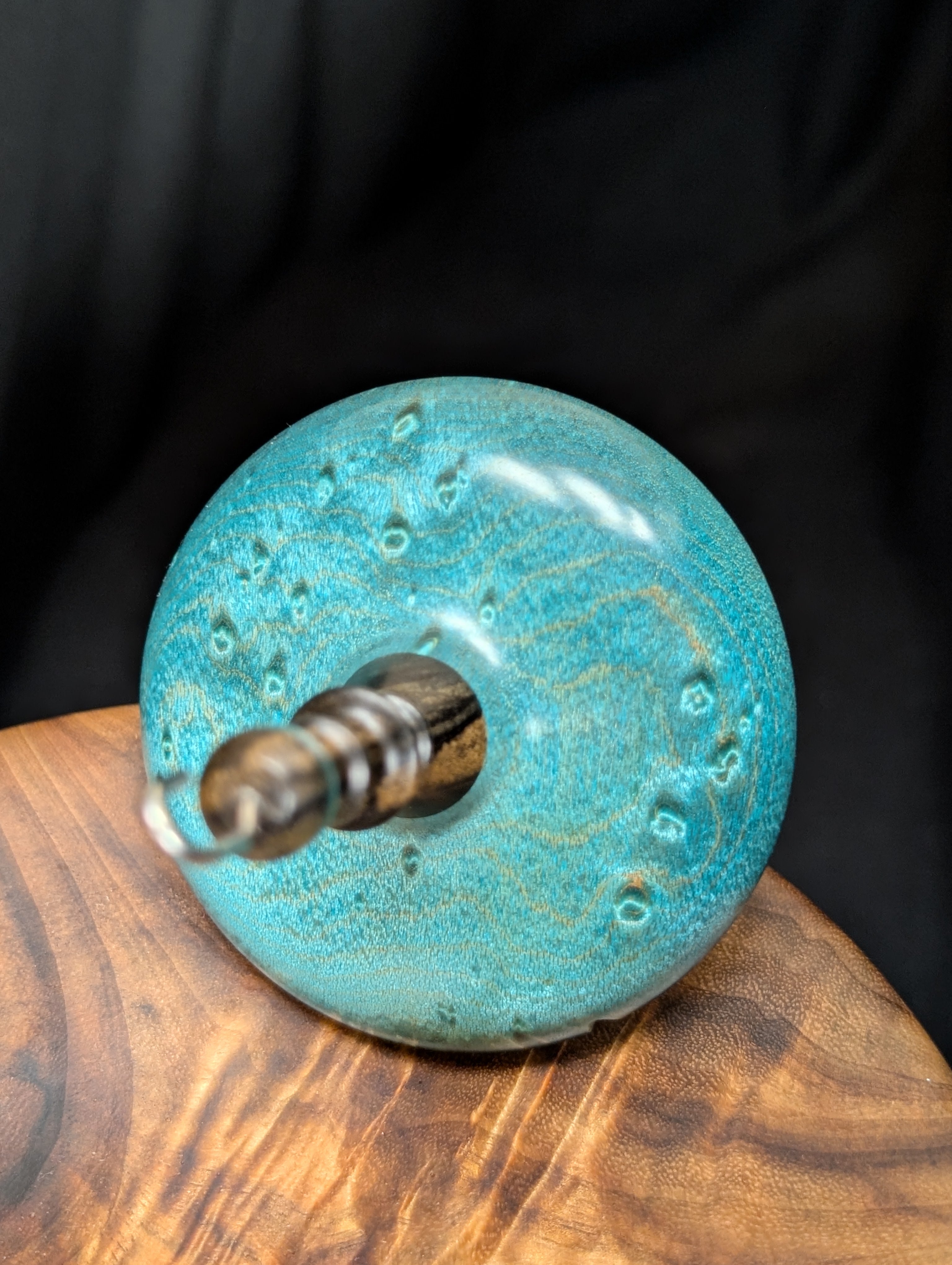 Birdseye Maple -Blue- Top Whorl Drop Spindle