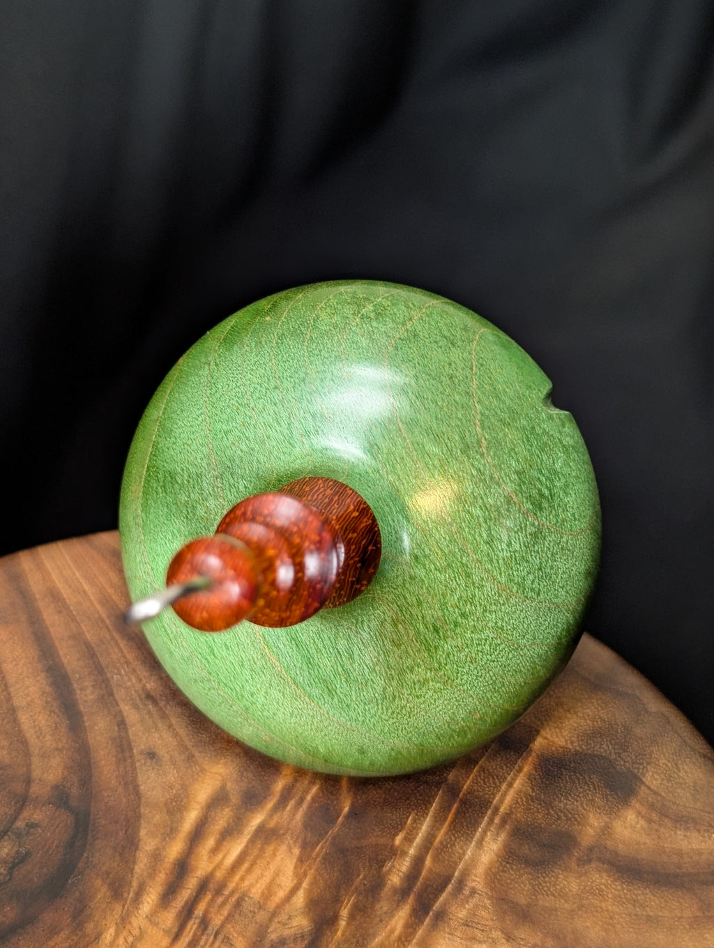 Maple -Green- Top Whorl Drop Spindle