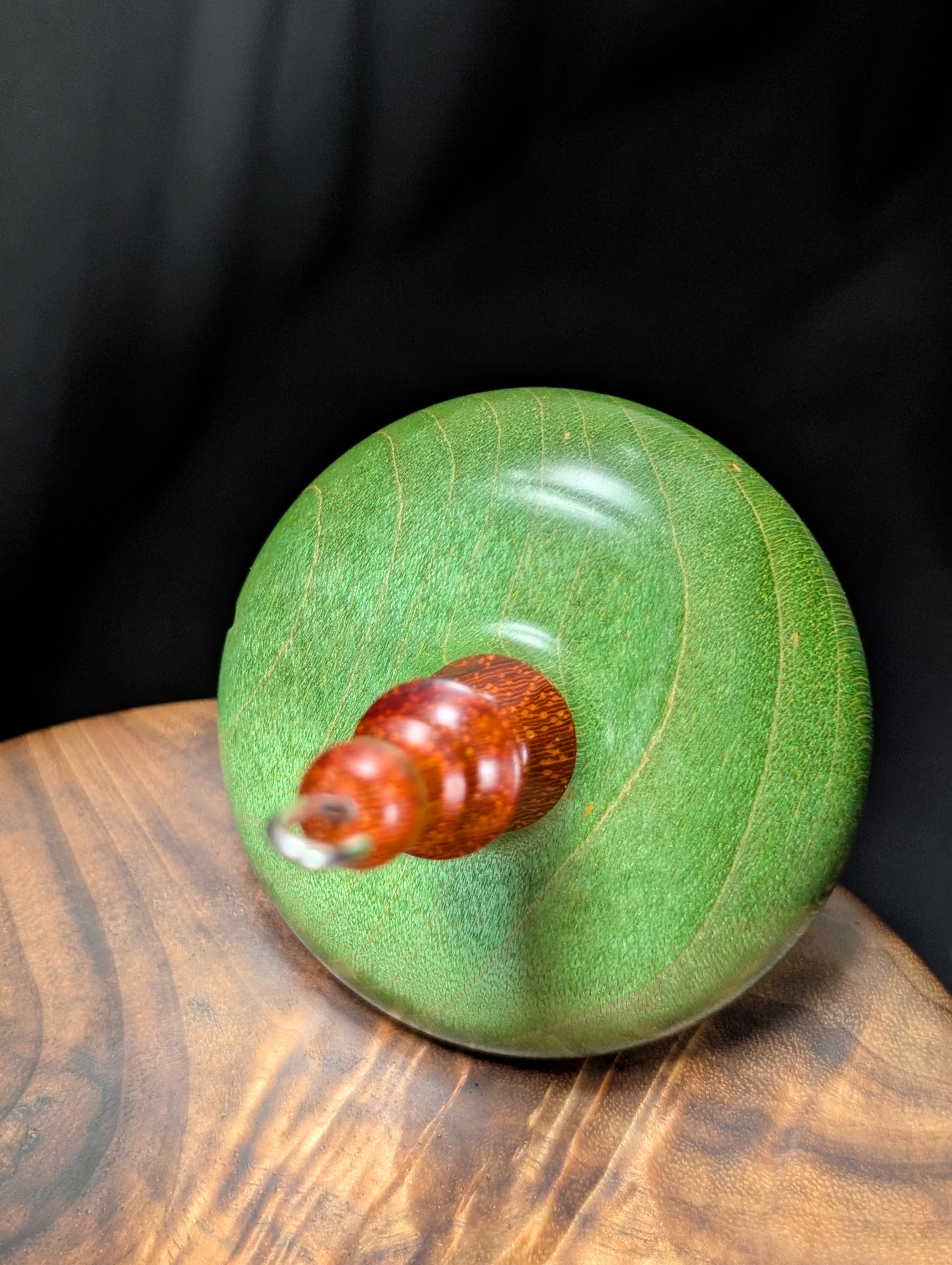 Maple -Green- Top Whorl Drop Spindle