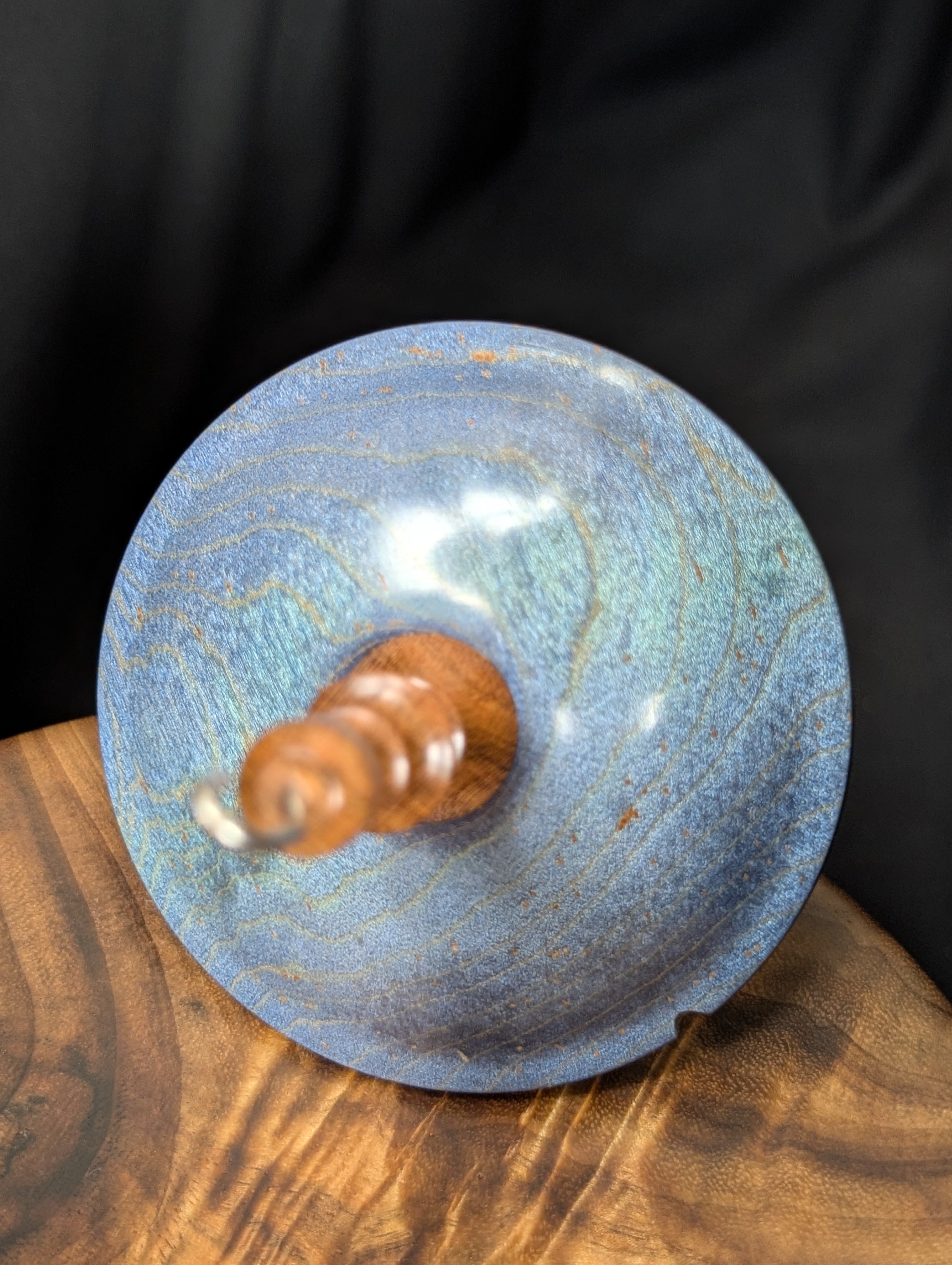 Maple -Blue- Top Whorl Drop Spindle