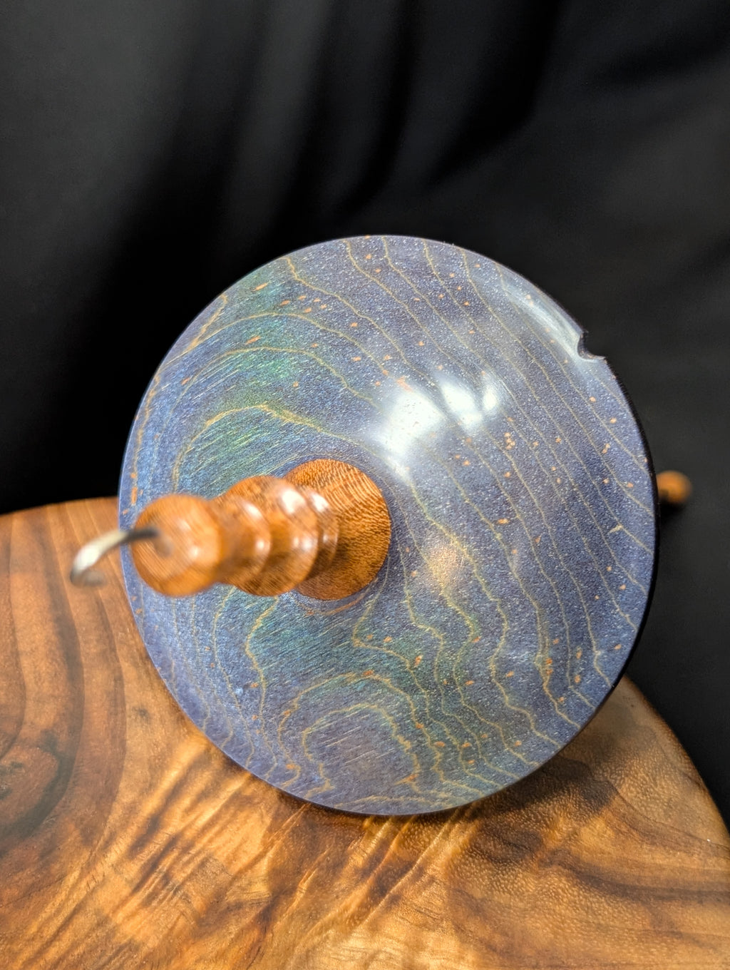 Maple -Blue- Top Whorl Drop Spindle