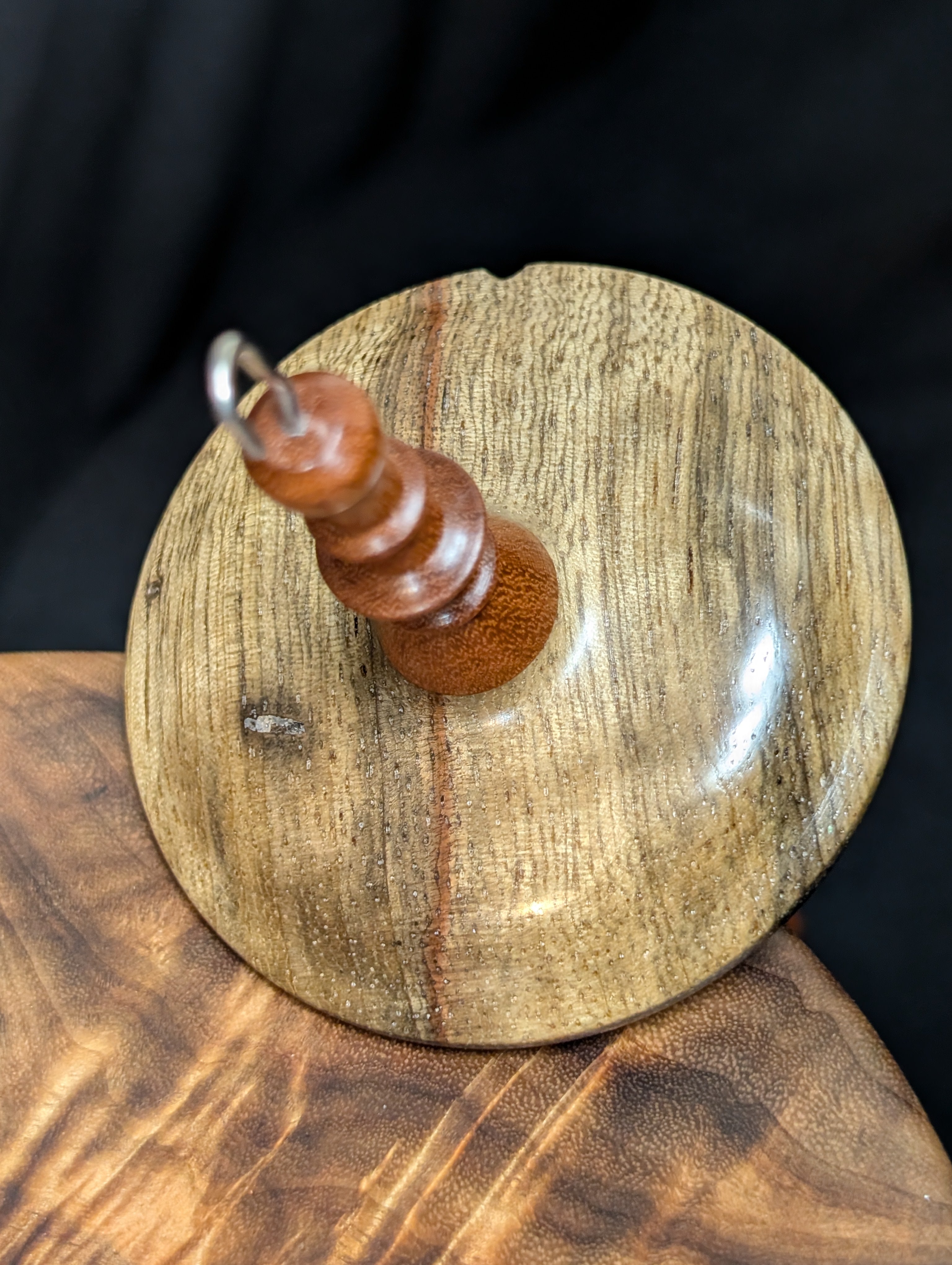 7" Black Limba Midi Top Whorl Drop Spindle