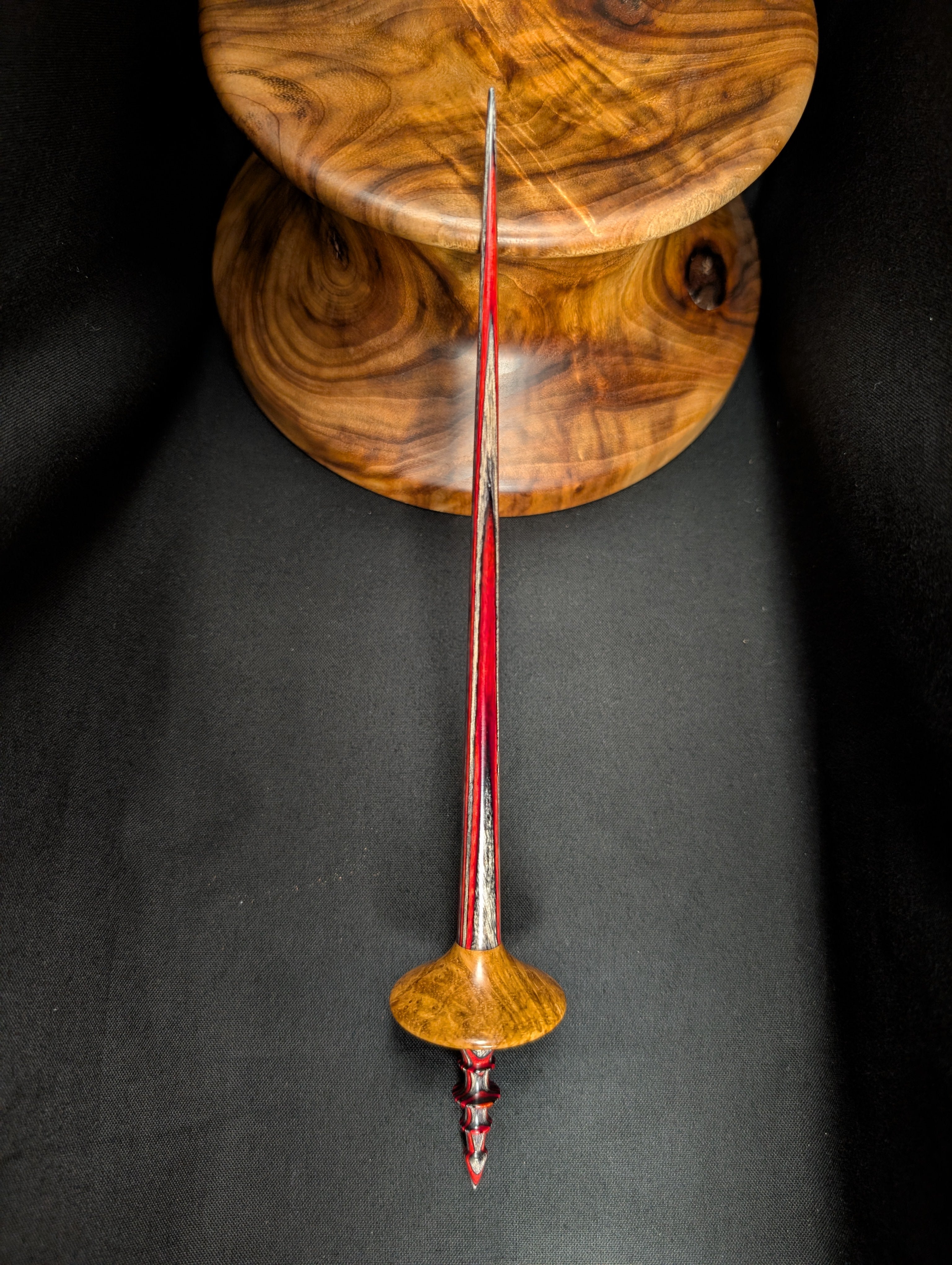 9" Teak Burl Bead Support Spindle