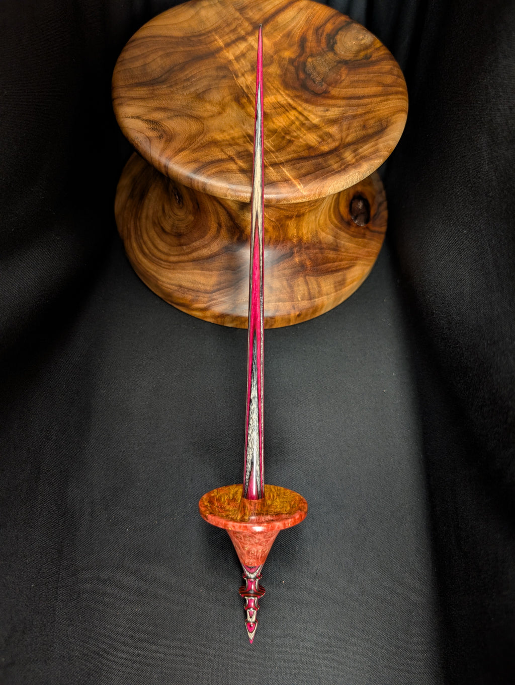 10" Amboyna Burl (Red) Tibetan Support Spindle