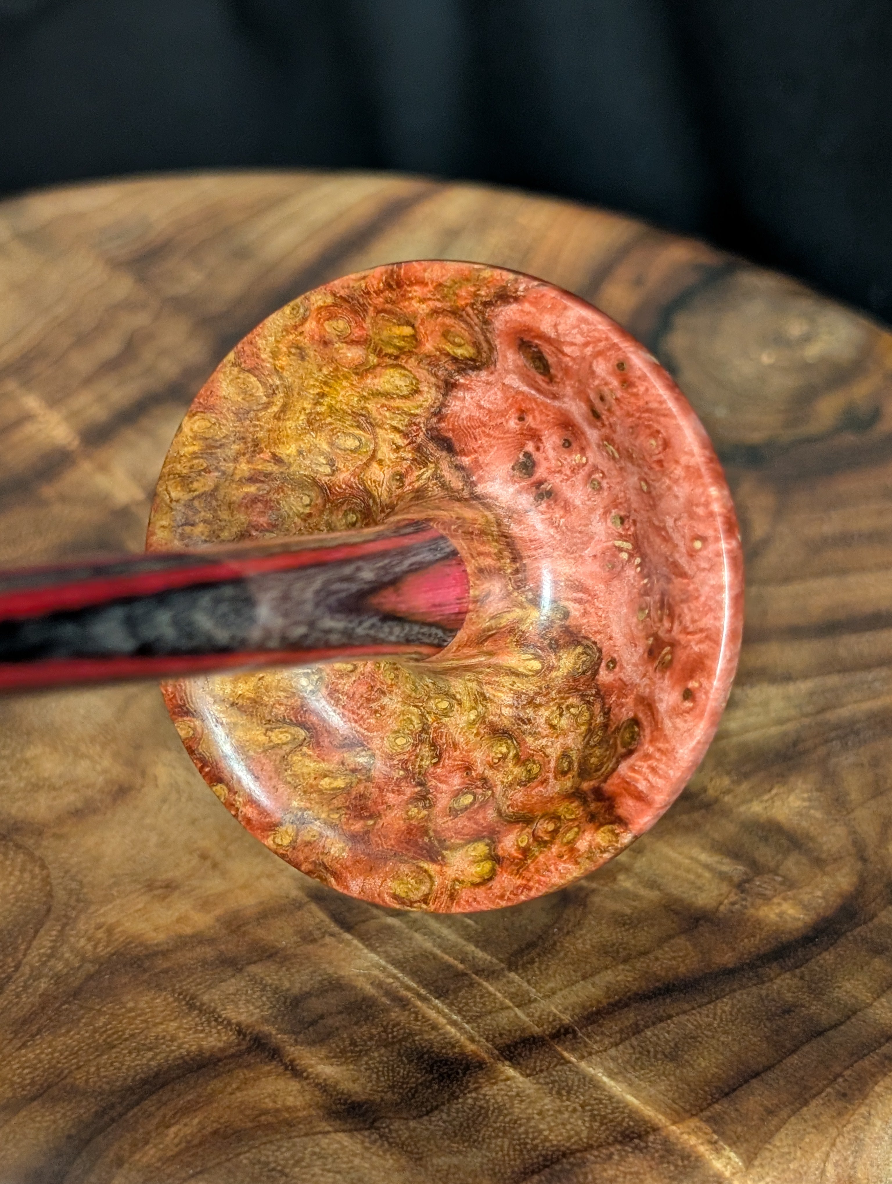 10" Amboyna Burl (Red) Tibetan Support Spindle
