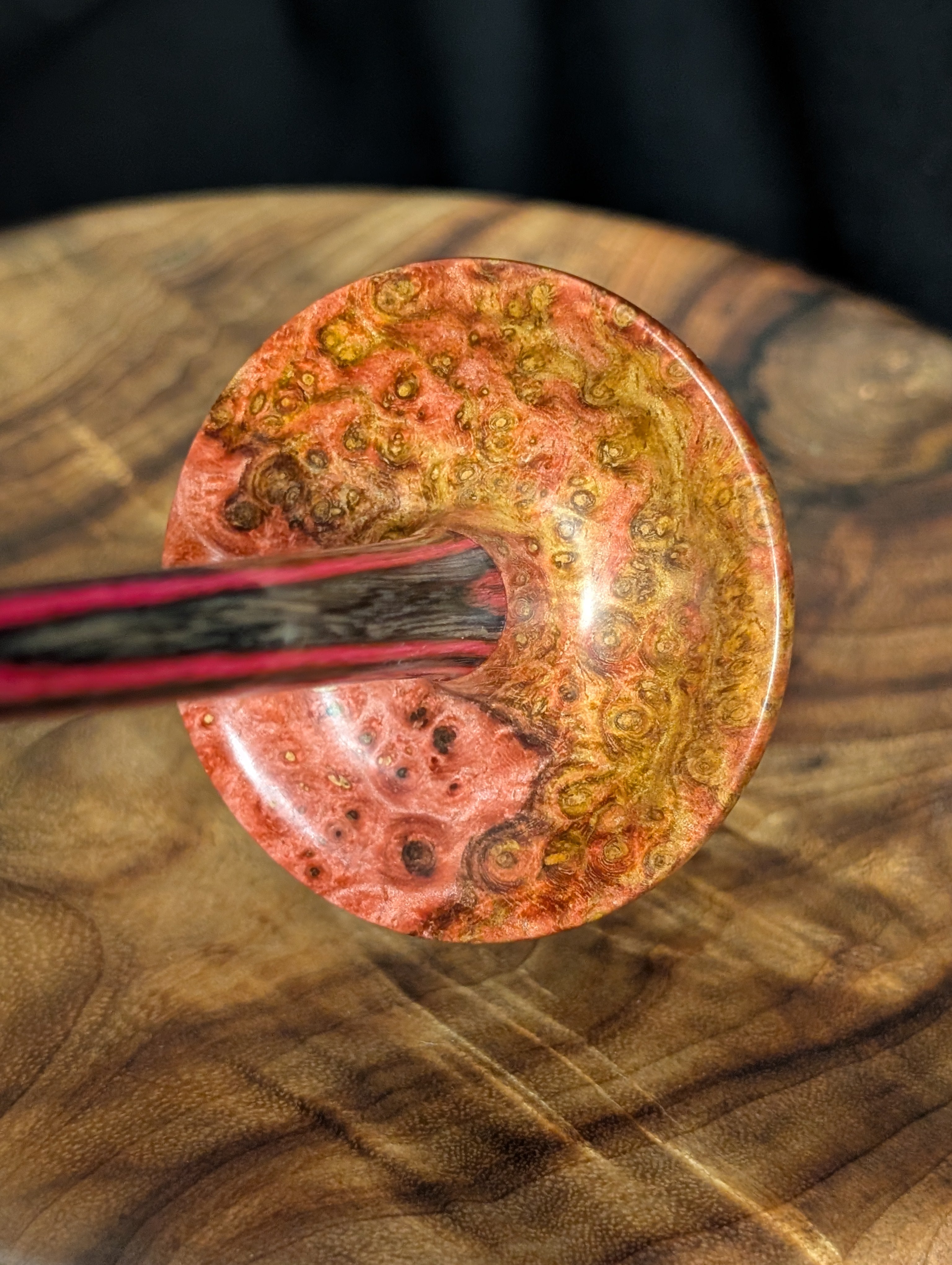 10" Amboyna Burl (Red) Tibetan Support Spindle
