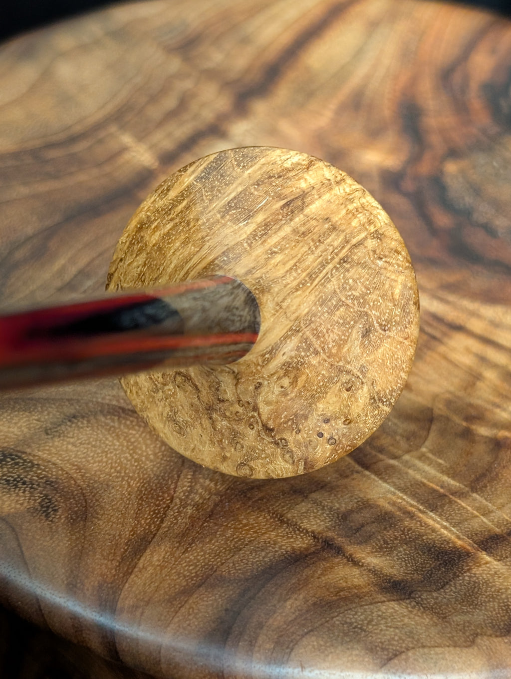 9" Teak Burl Bead Support Spindle