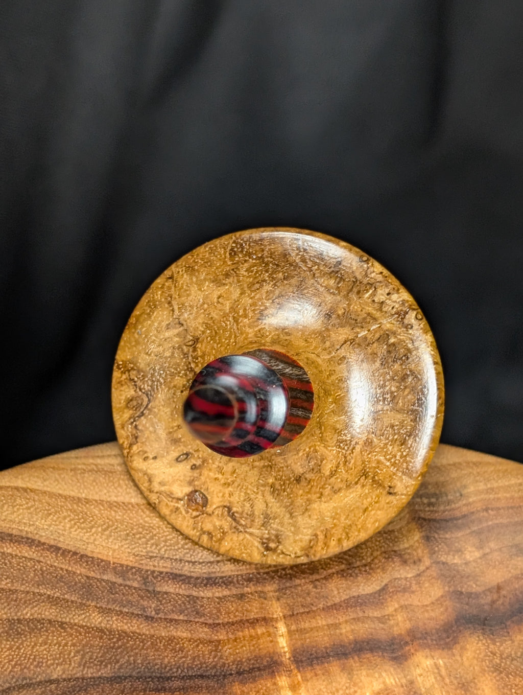9" Teak Burl Bead Support Spindle