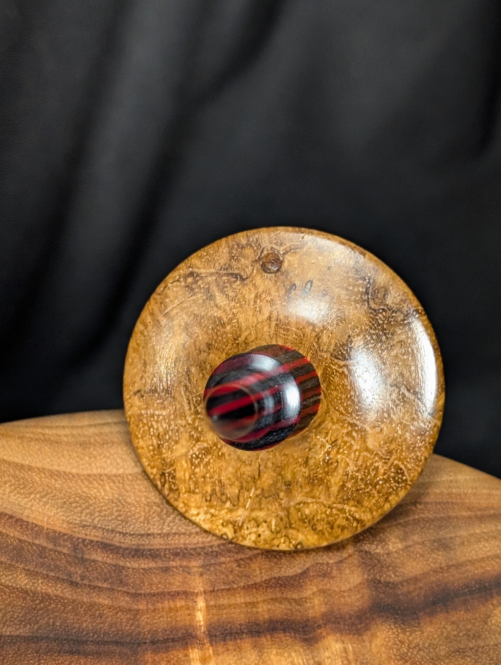 9" Teak Burl Bead Support Spindle