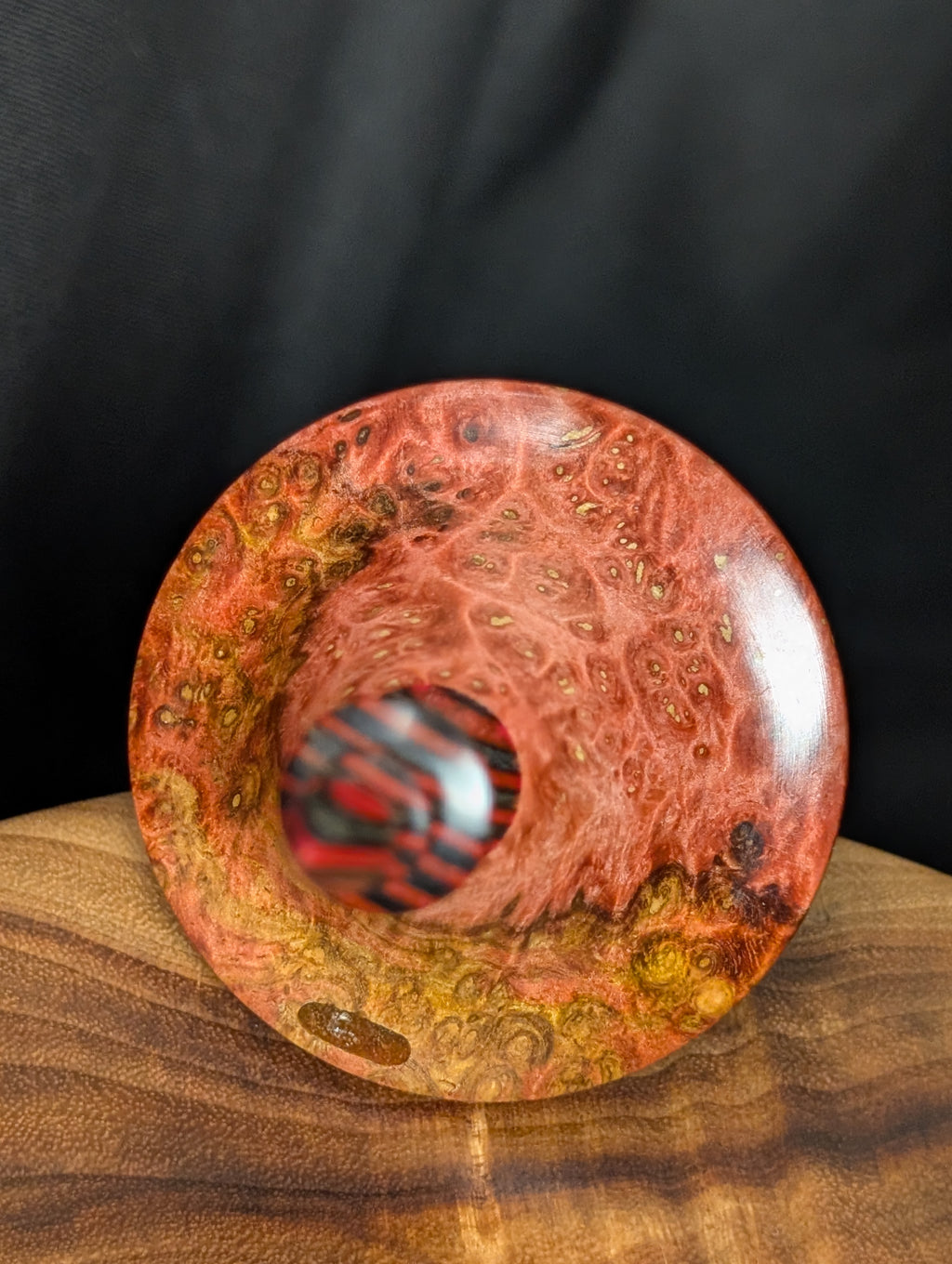 10" Amboyna Burl (Red) Tibetan Support Spindle