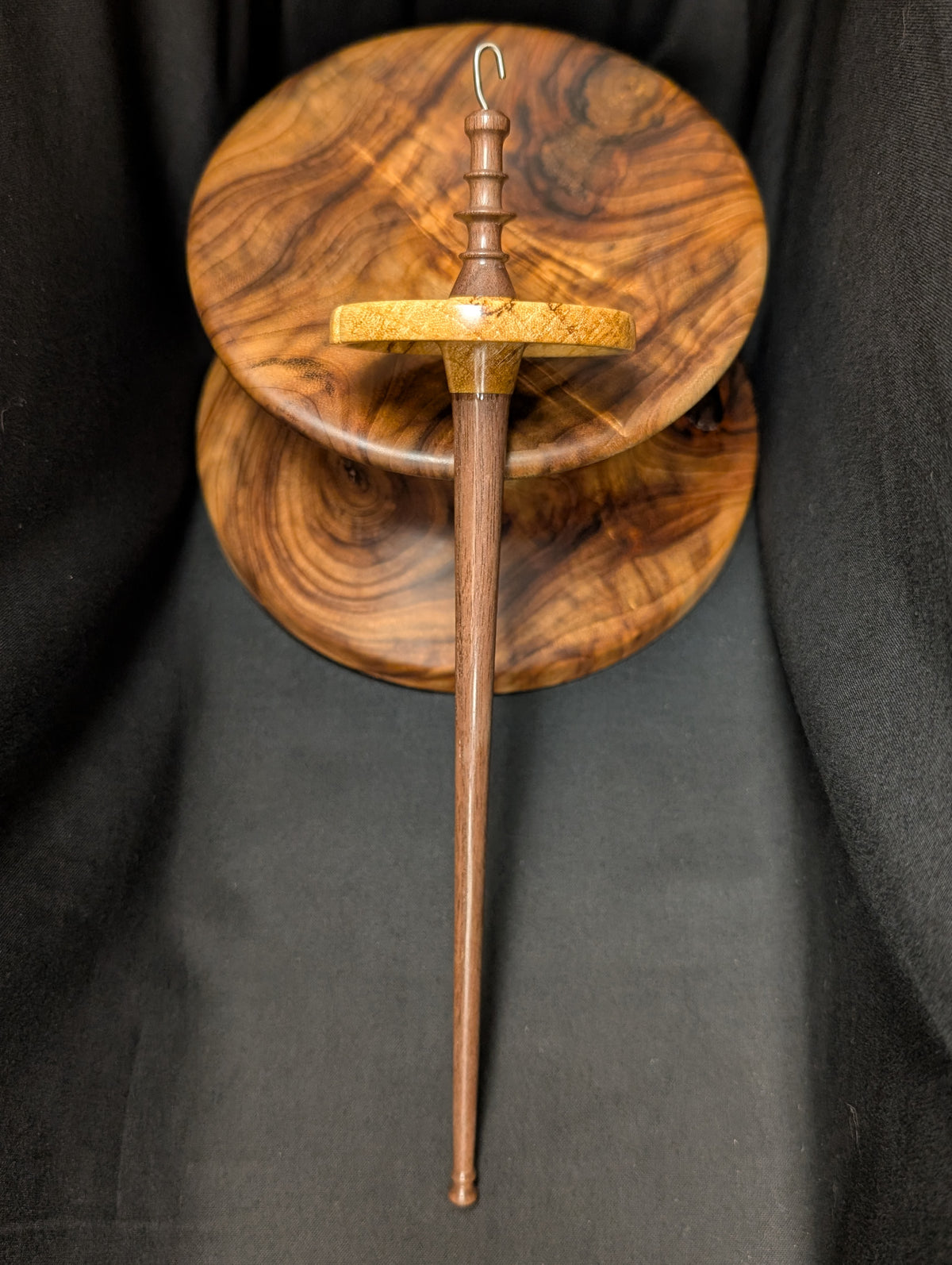 Spalted Tamarind Top Whorl Drop Spindle