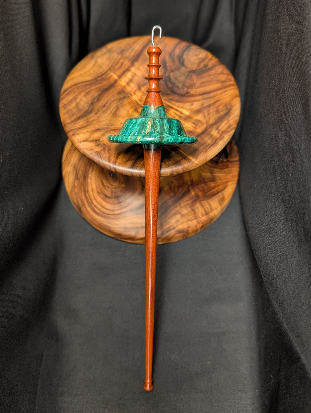 Amboyna Burl Top Whorl Drop Spindle