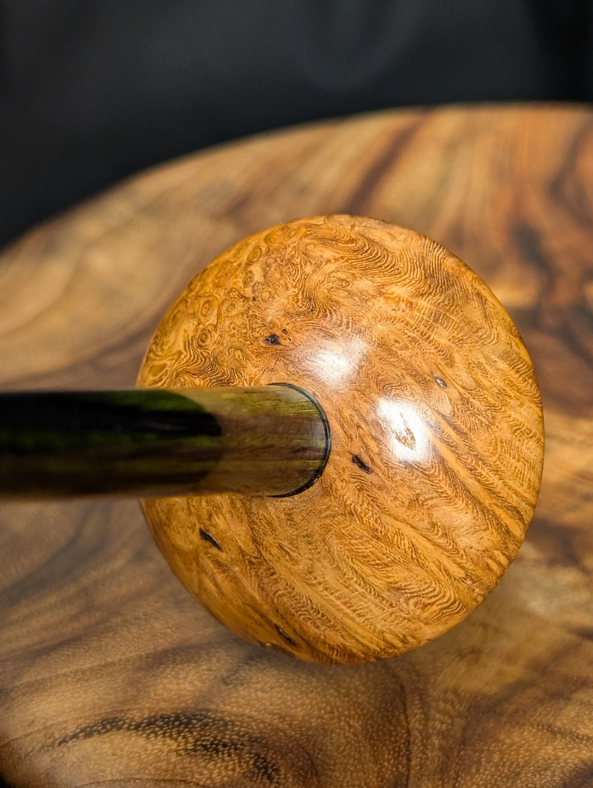 Amboyna Burl 10" Mushroom Support Spindle