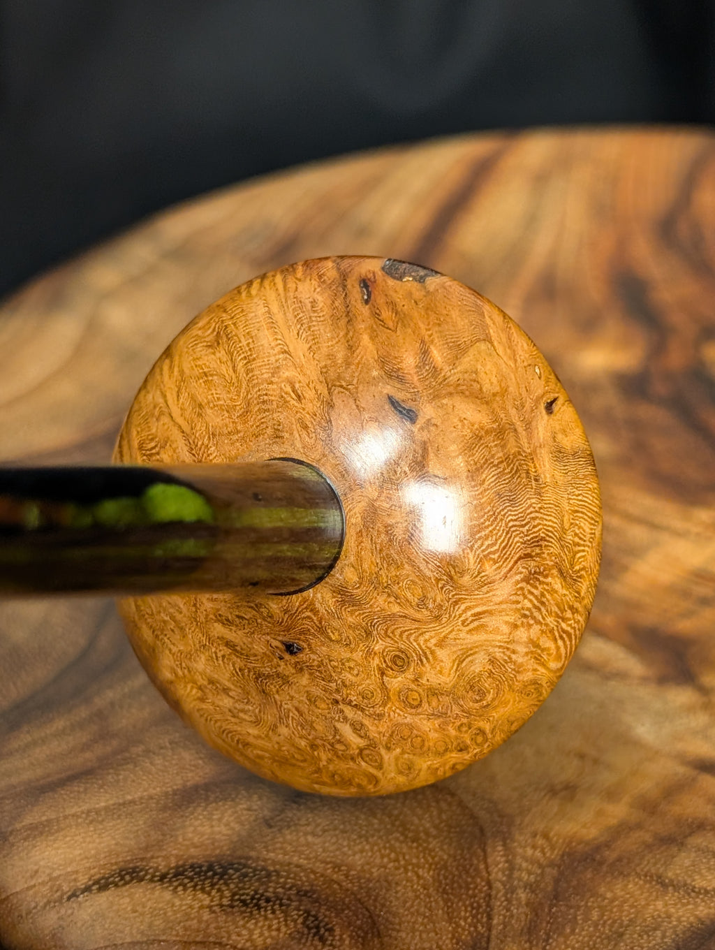 Amboyna Burl 10" Mushroom Support Spindle
