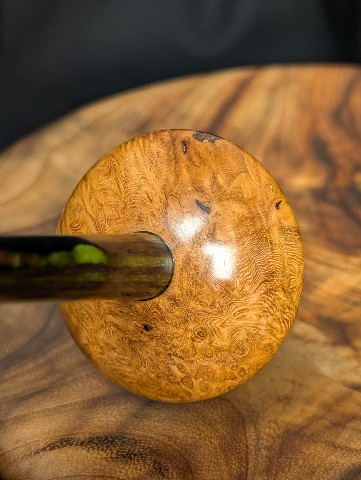 Amboyna Burl 10" Mushroom Support Spindle