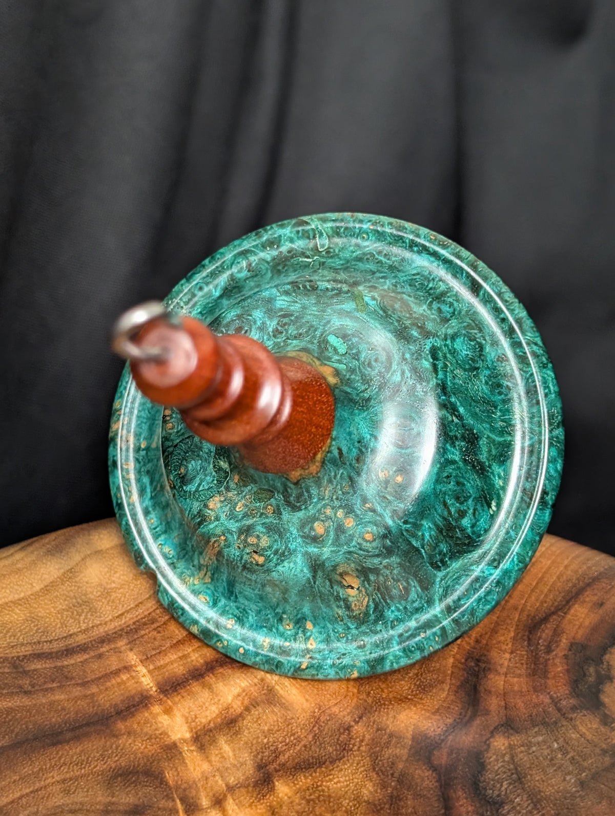 Amboyna Burl Top Whorl Drop Spindle