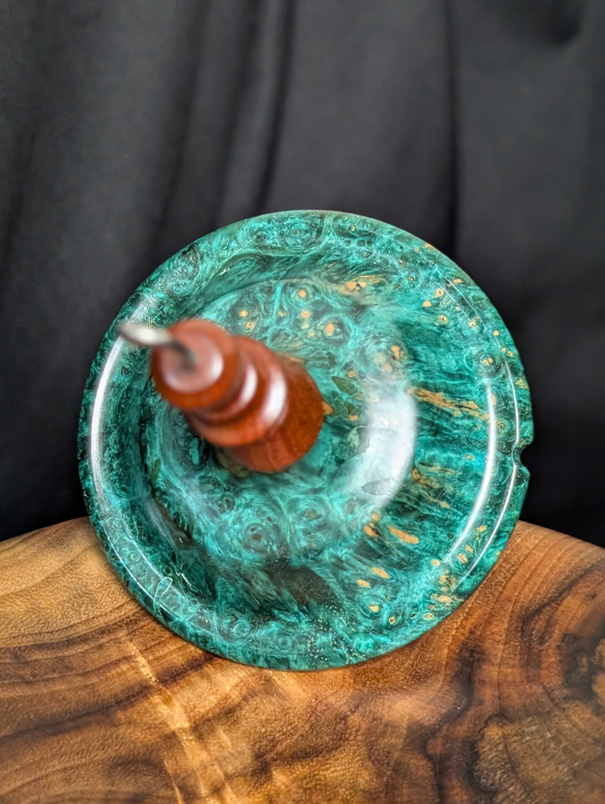 Amboyna Burl Top Whorl Drop Spindle