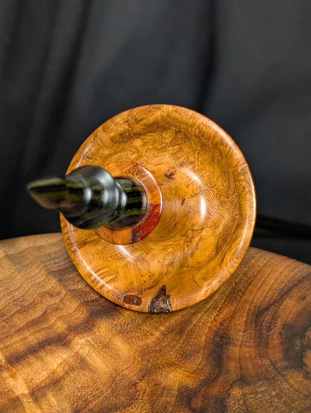 Amboyna Burl 10" Mushroom Support Spindle