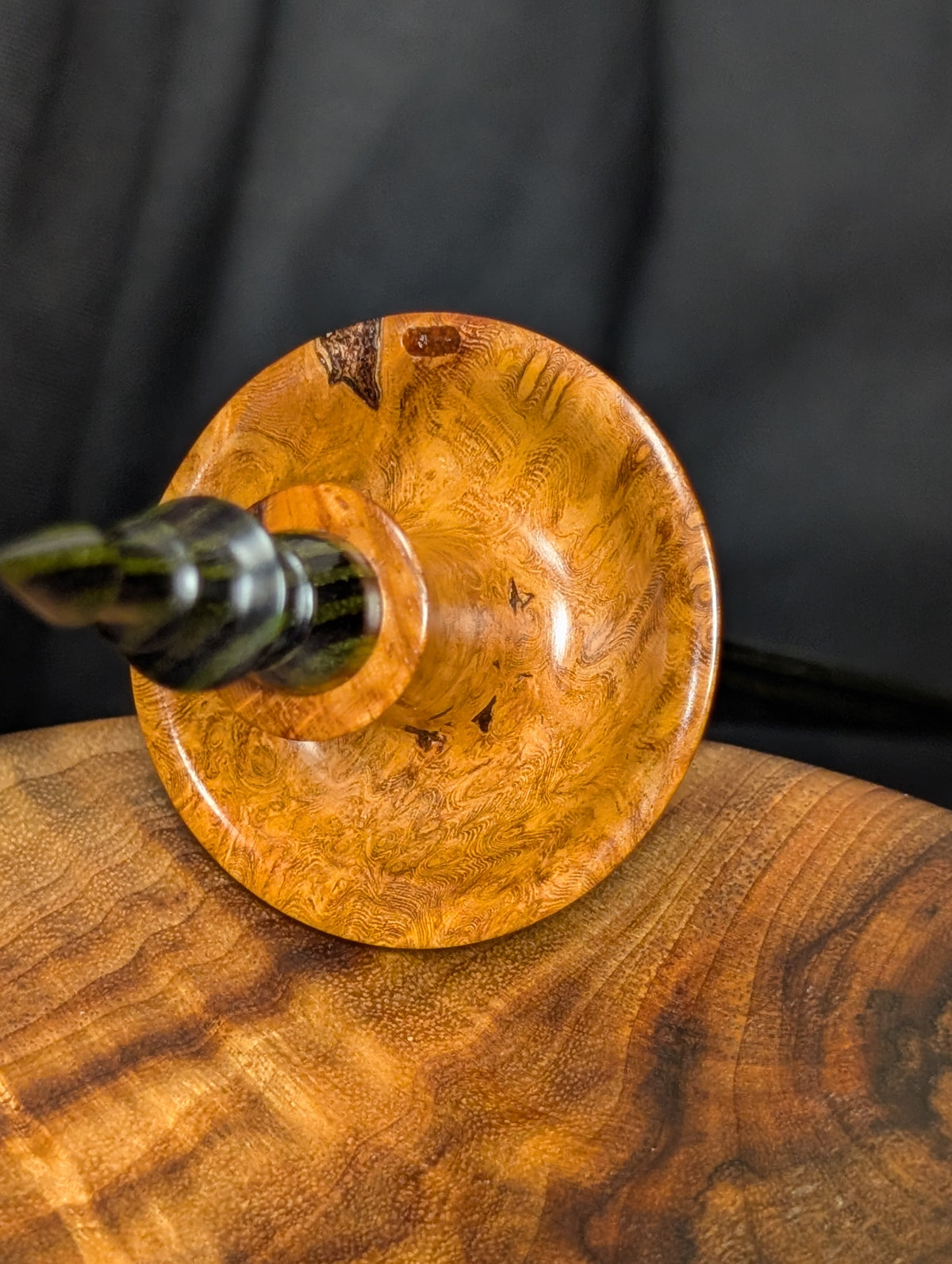 Amboyna Burl 10" Mushroom Support Spindle
