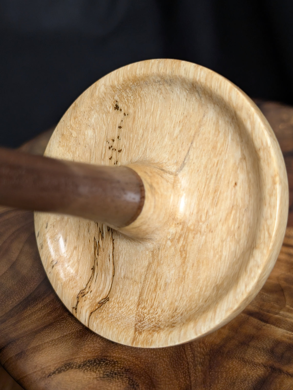 Spalted Tamarind Top Whorl Drop Spindle