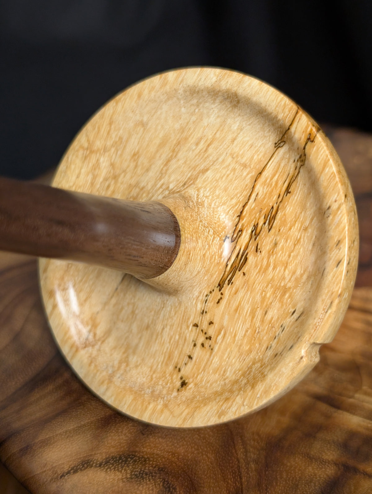 Spalted Tamarind Top Whorl Drop Spindle