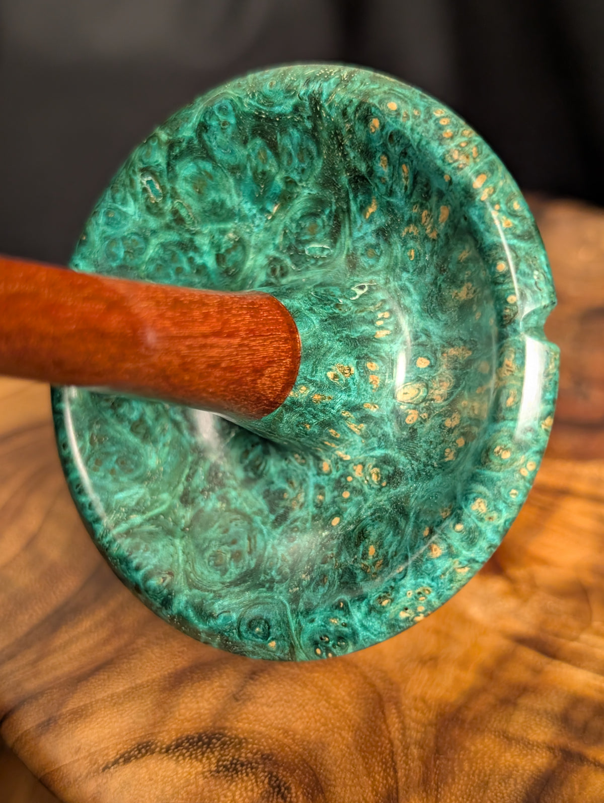 Amboyna Burl Top Whorl Drop Spindle