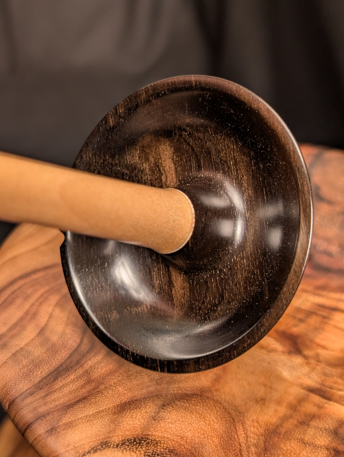 Gaboon Ebony Top Whorl Drop Spindle