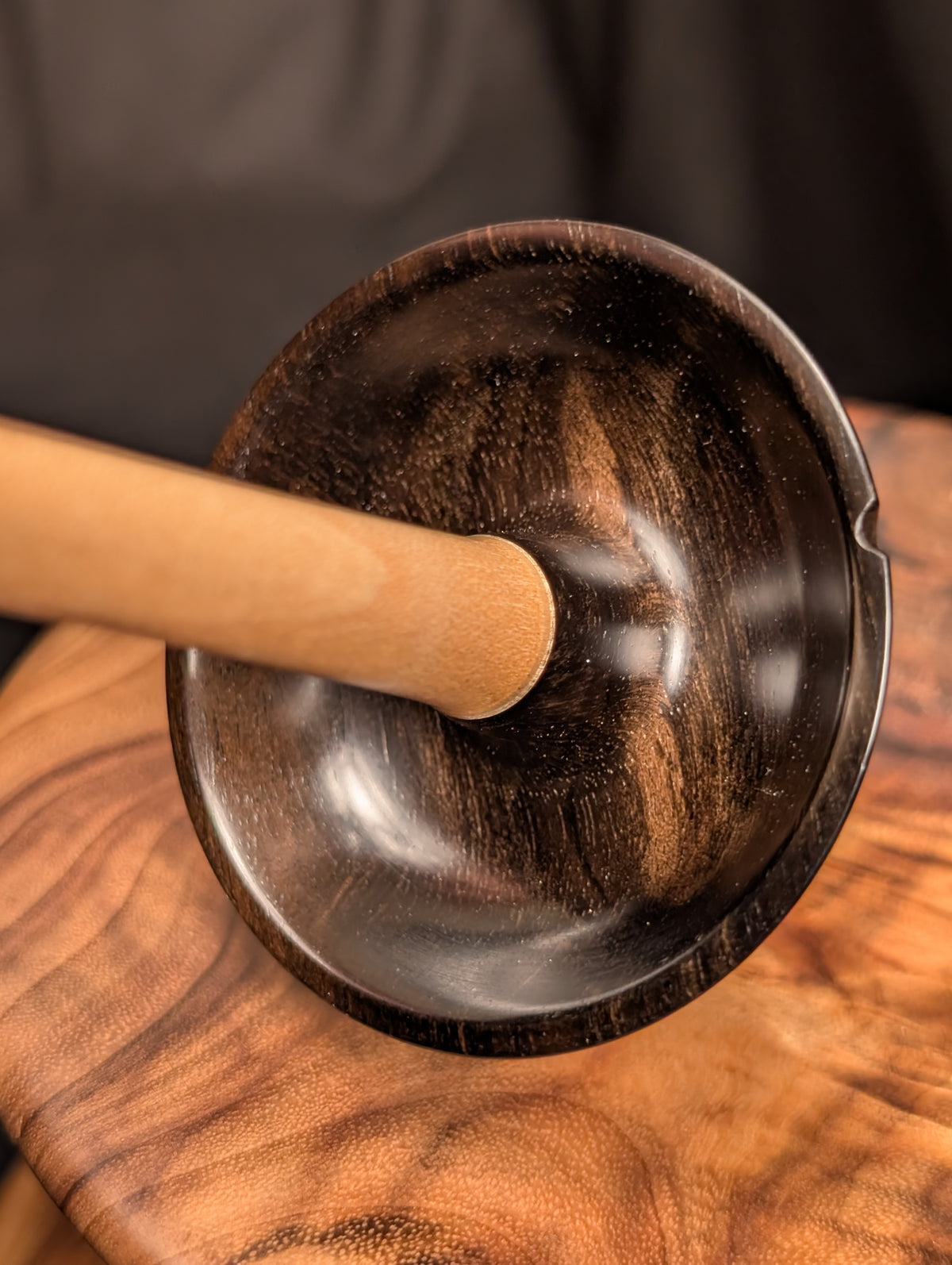 Gaboon Ebony Top Whorl Drop Spindle
