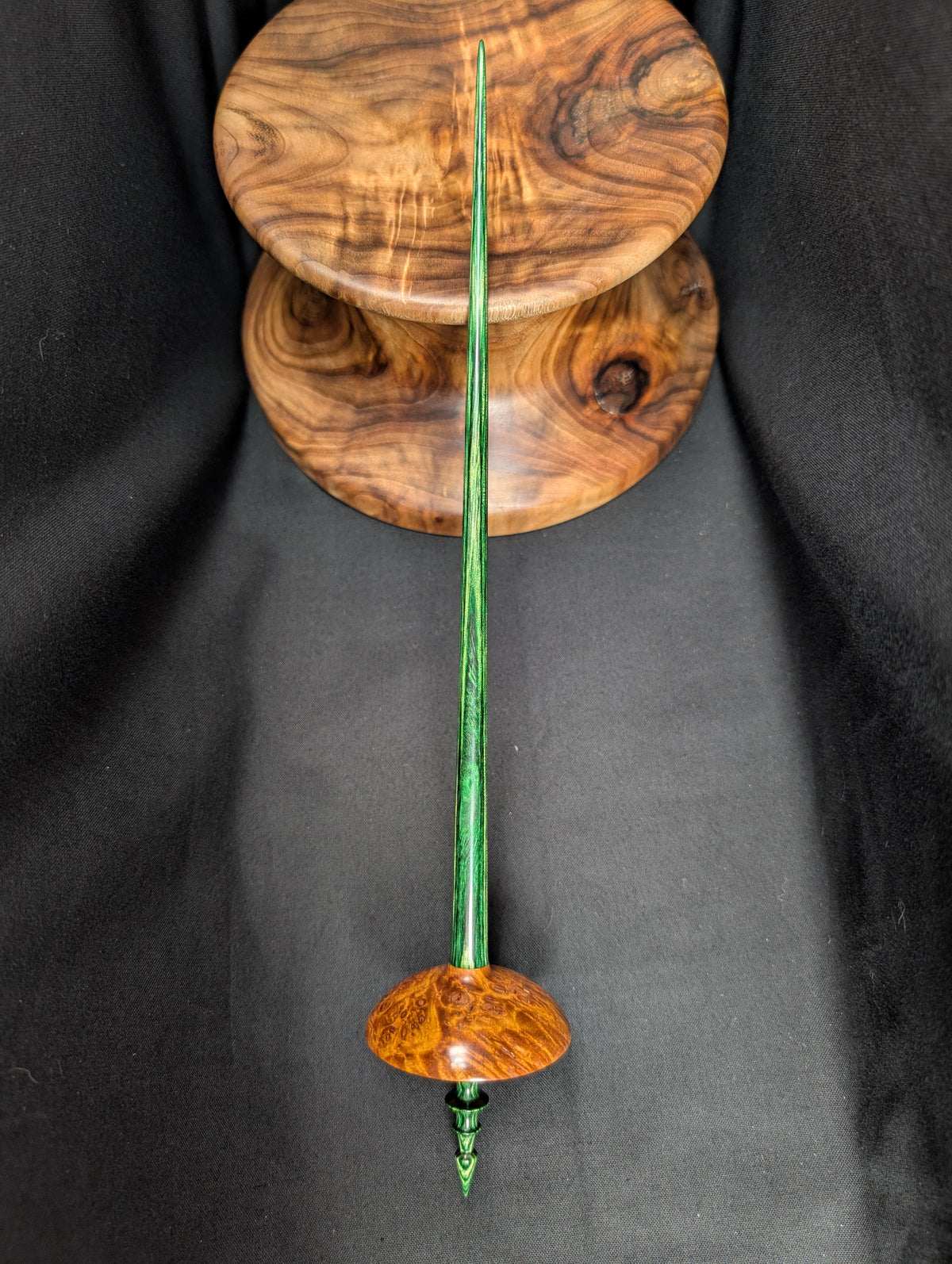 Quilted Maple Burl Tibetan Support Spindle