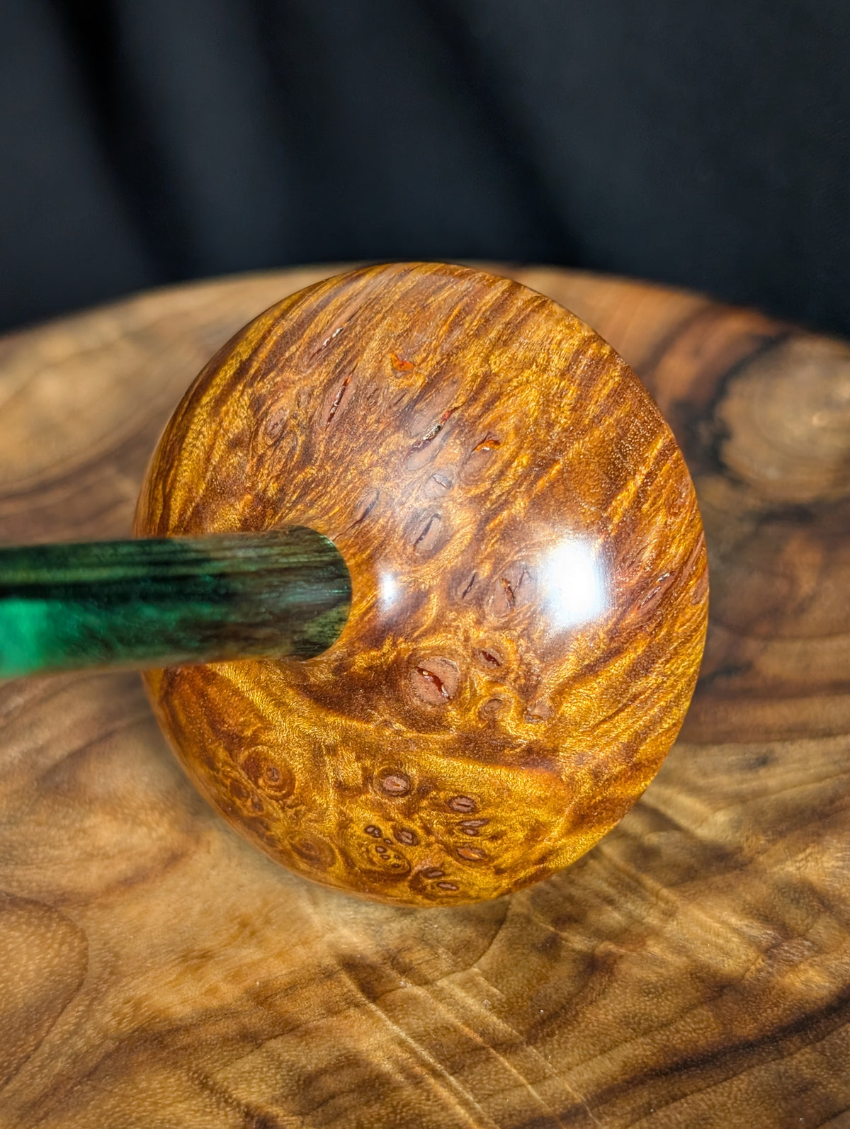 Quilted Maple Burl Tibetan Support Spindle