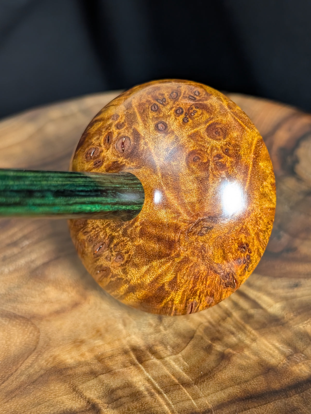Quilted Maple Burl Tibetan Support Spindle
