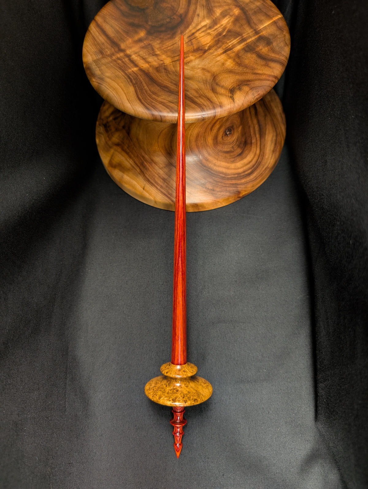 10" Teak Burl Bead Support Spindle