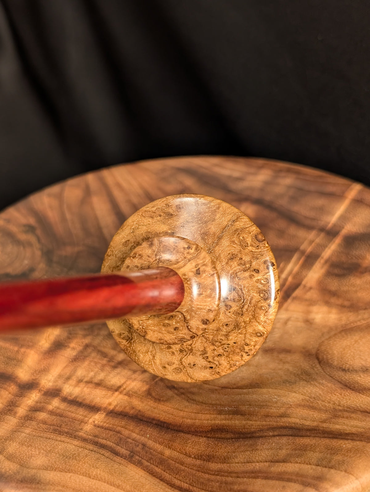 10" Teak Burl Bead Support Spindle