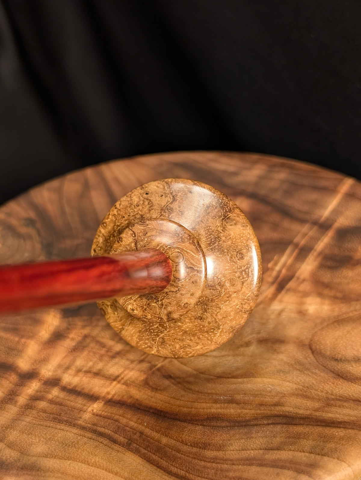 10" Teak Burl Bead Support Spindle