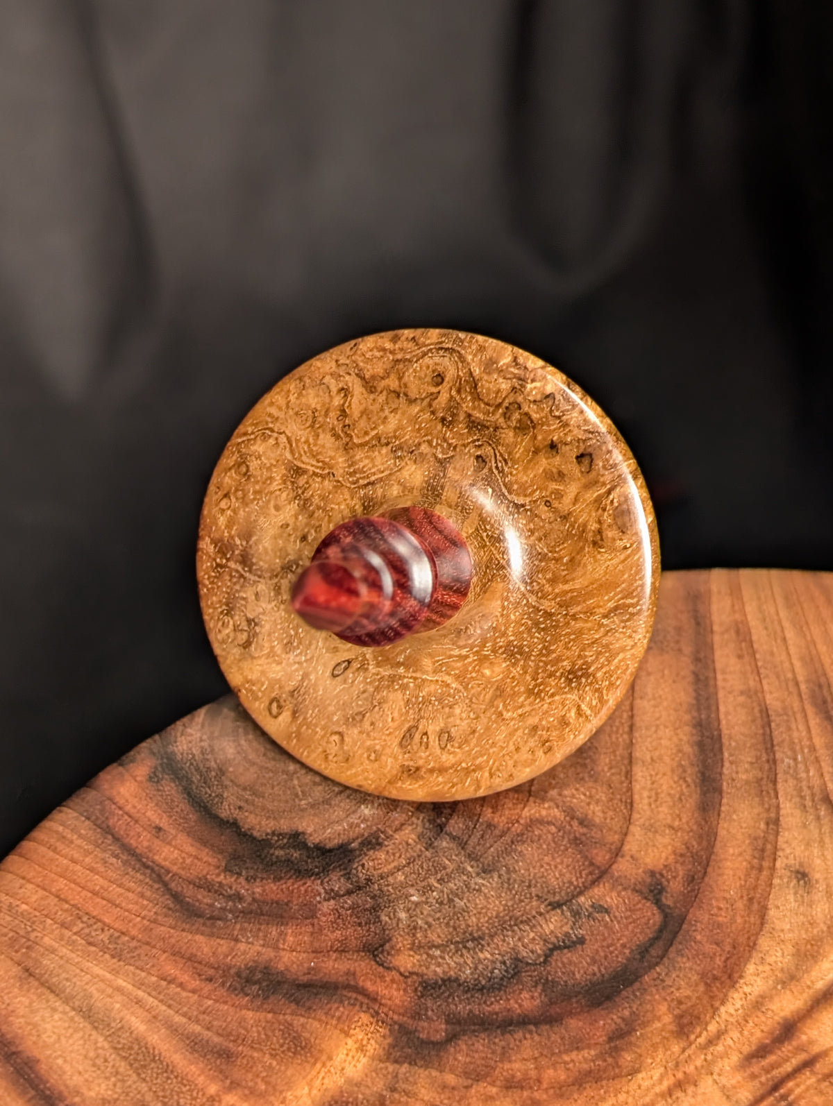 10" Teak Burl Bead Support Spindle