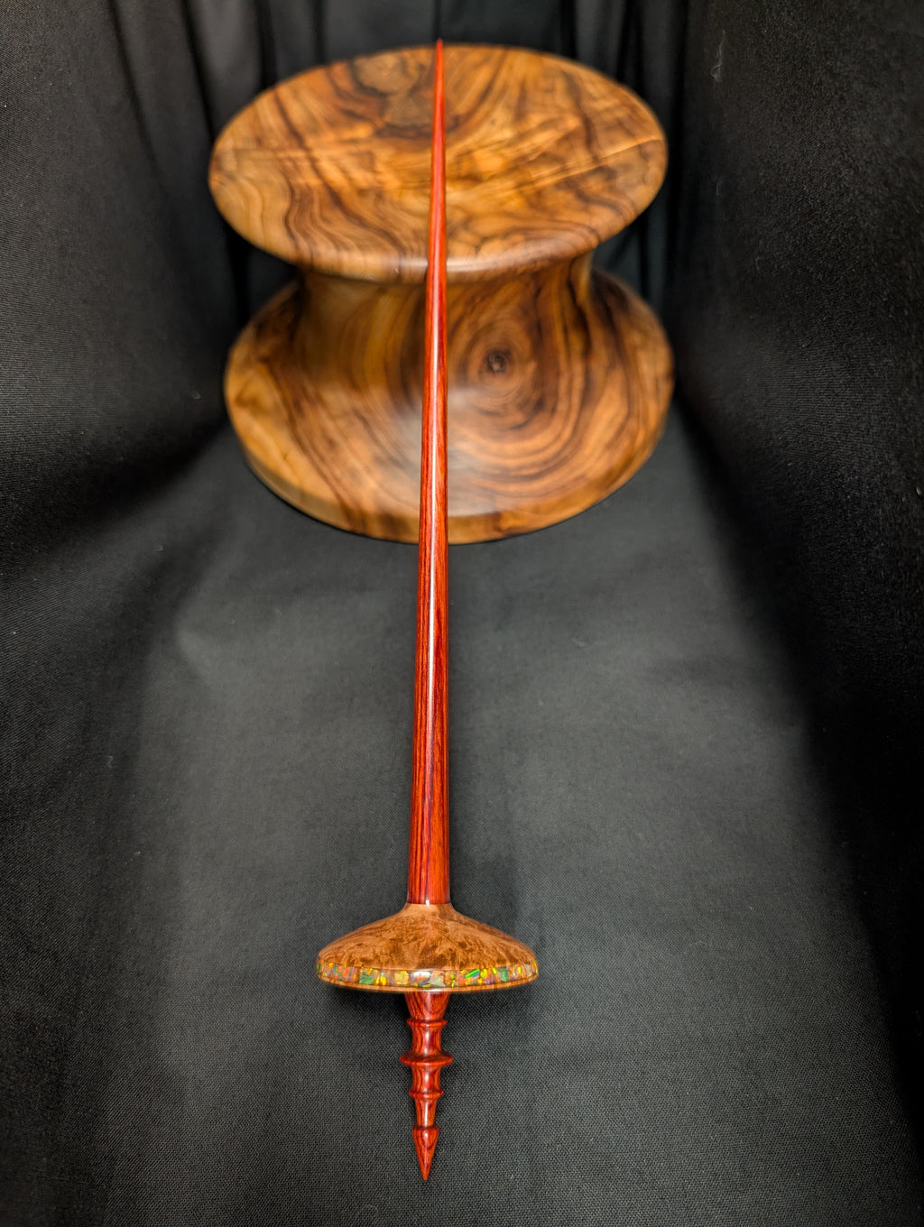 Quilted Maple Burl Tibetan Support Spindle