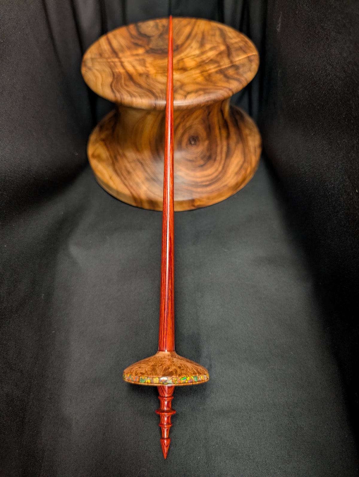 Quilted Maple Burl Tibetan Support Spindle