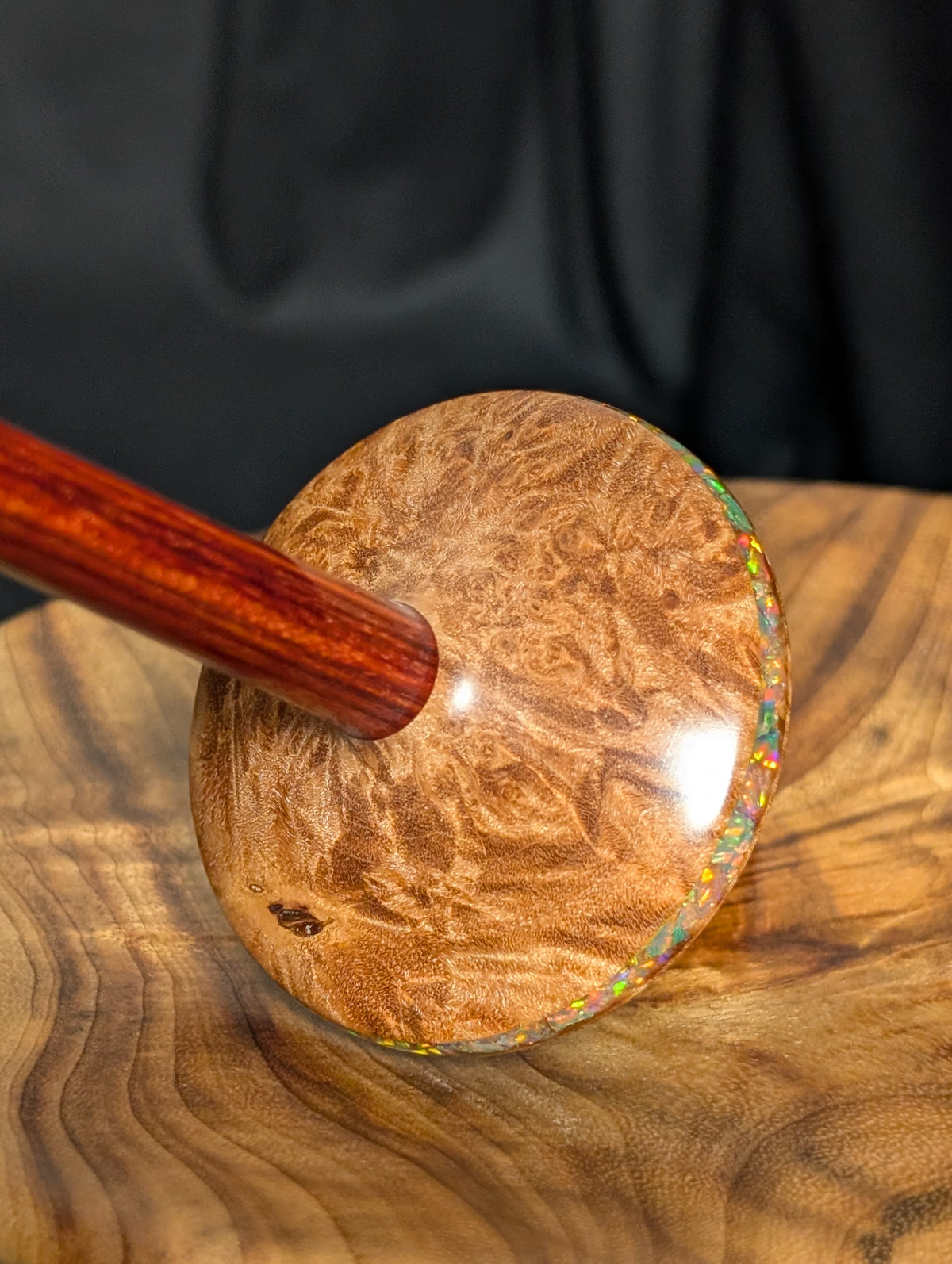 Quilted Maple Burl Tibetan Support Spindle