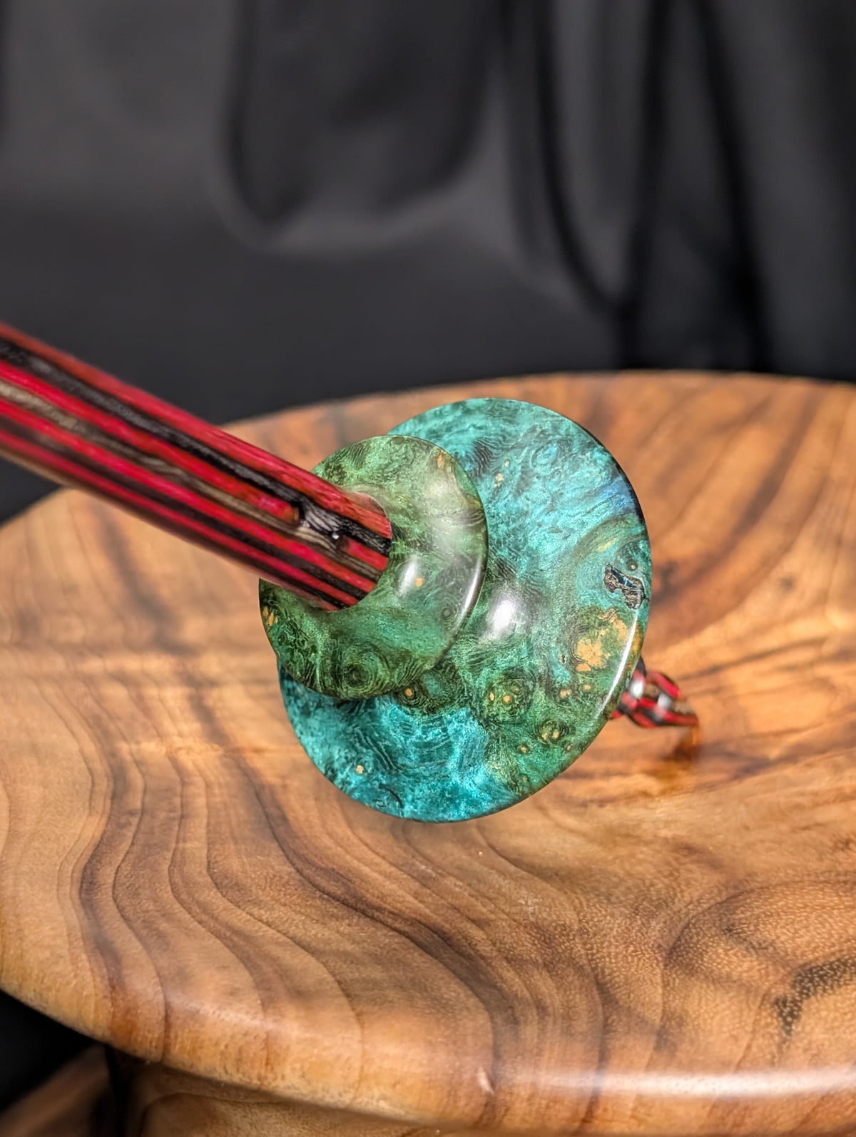 10" Amboyna Burl Bead Support Spindle