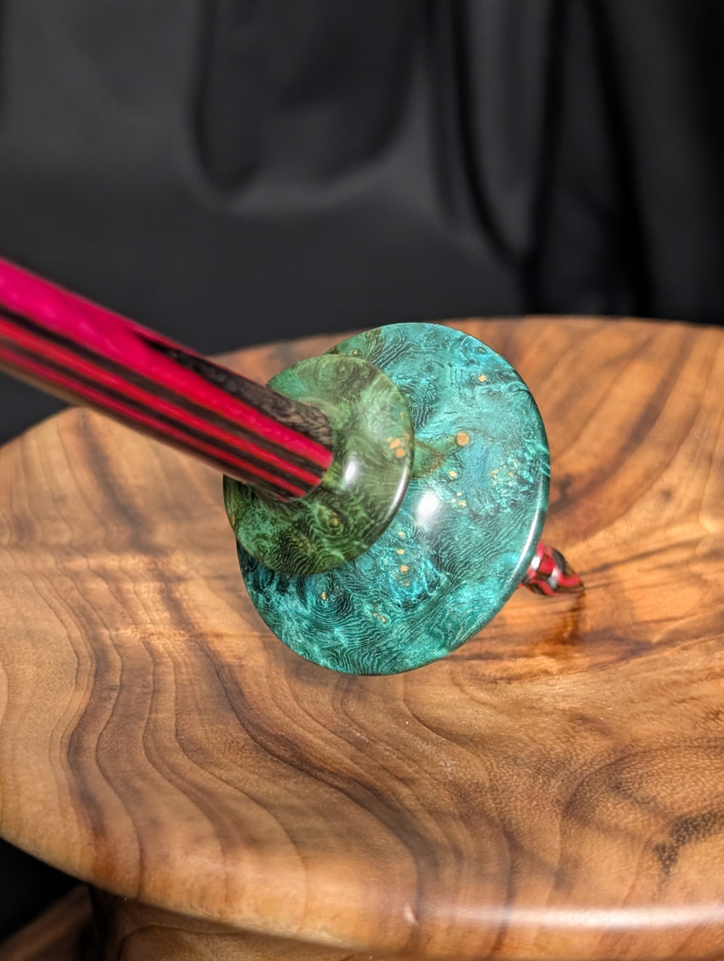 10" Amboyna Burl Bead Support Spindle