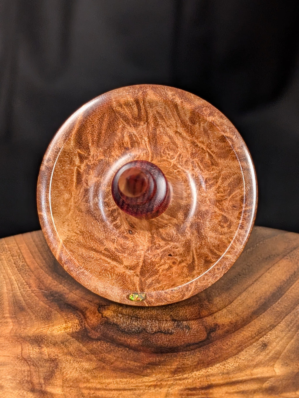 Quilted Maple Burl Tibetan Support Spindle