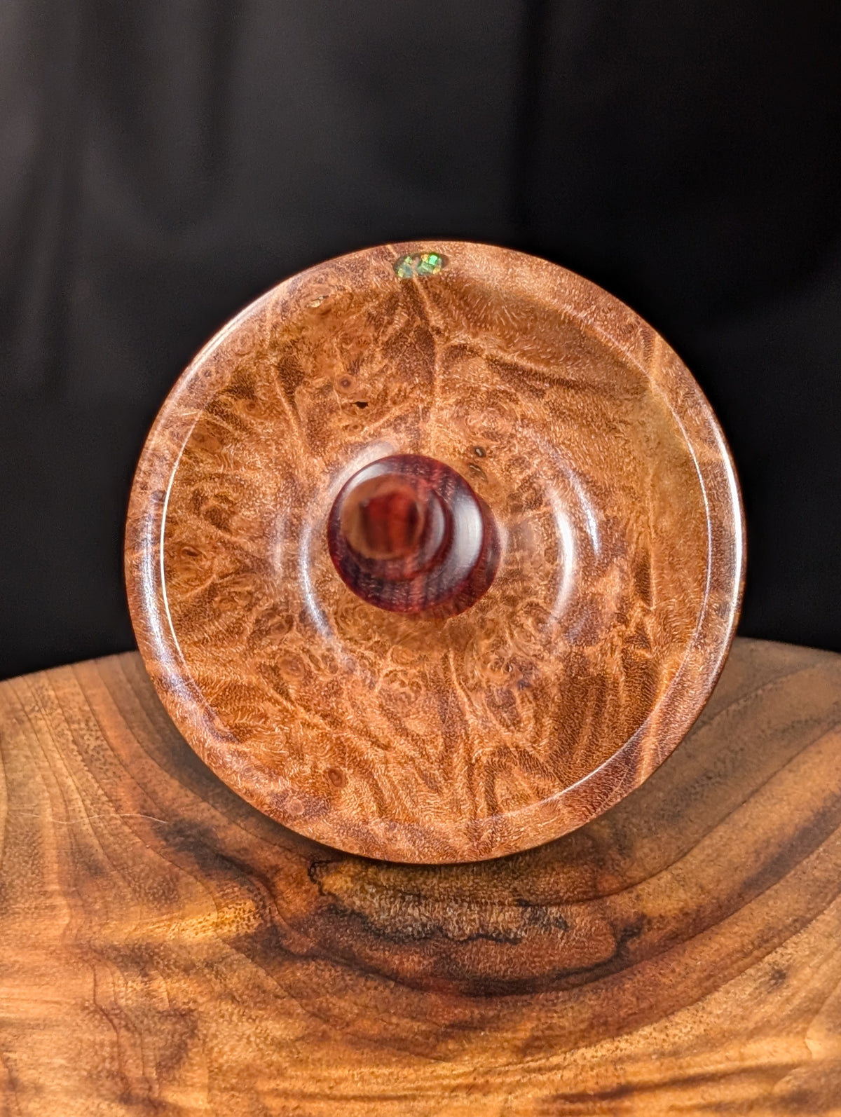 Quilted Maple Burl Tibetan Support Spindle